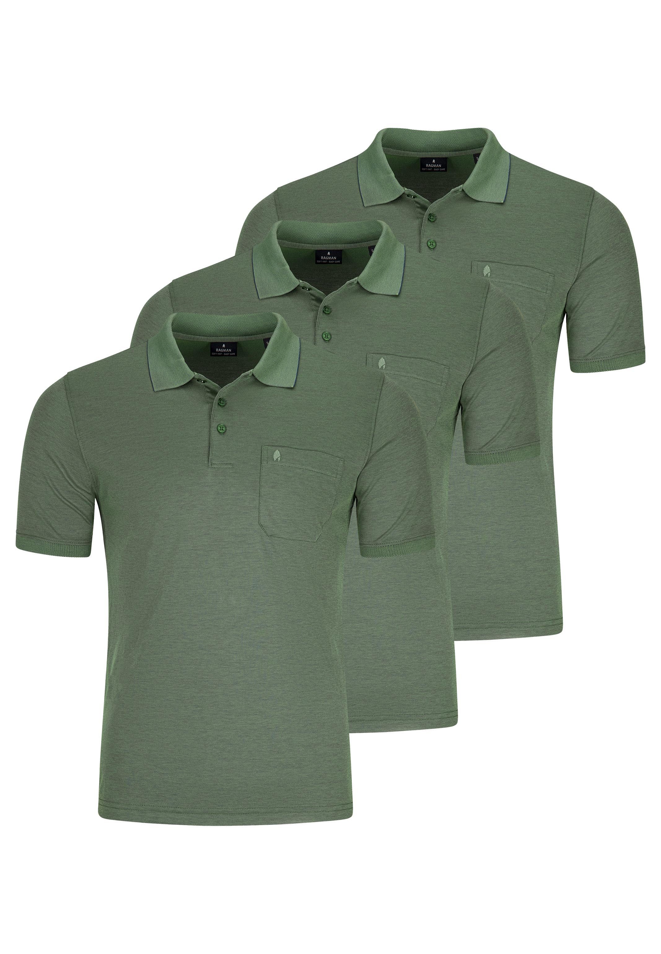 RAGMAN Poloshirt 3er Pack Basic (Spar-Set, 3-tlg) Poloshirt - Baumwolle - Atmungsaktiv - Klassischer Look