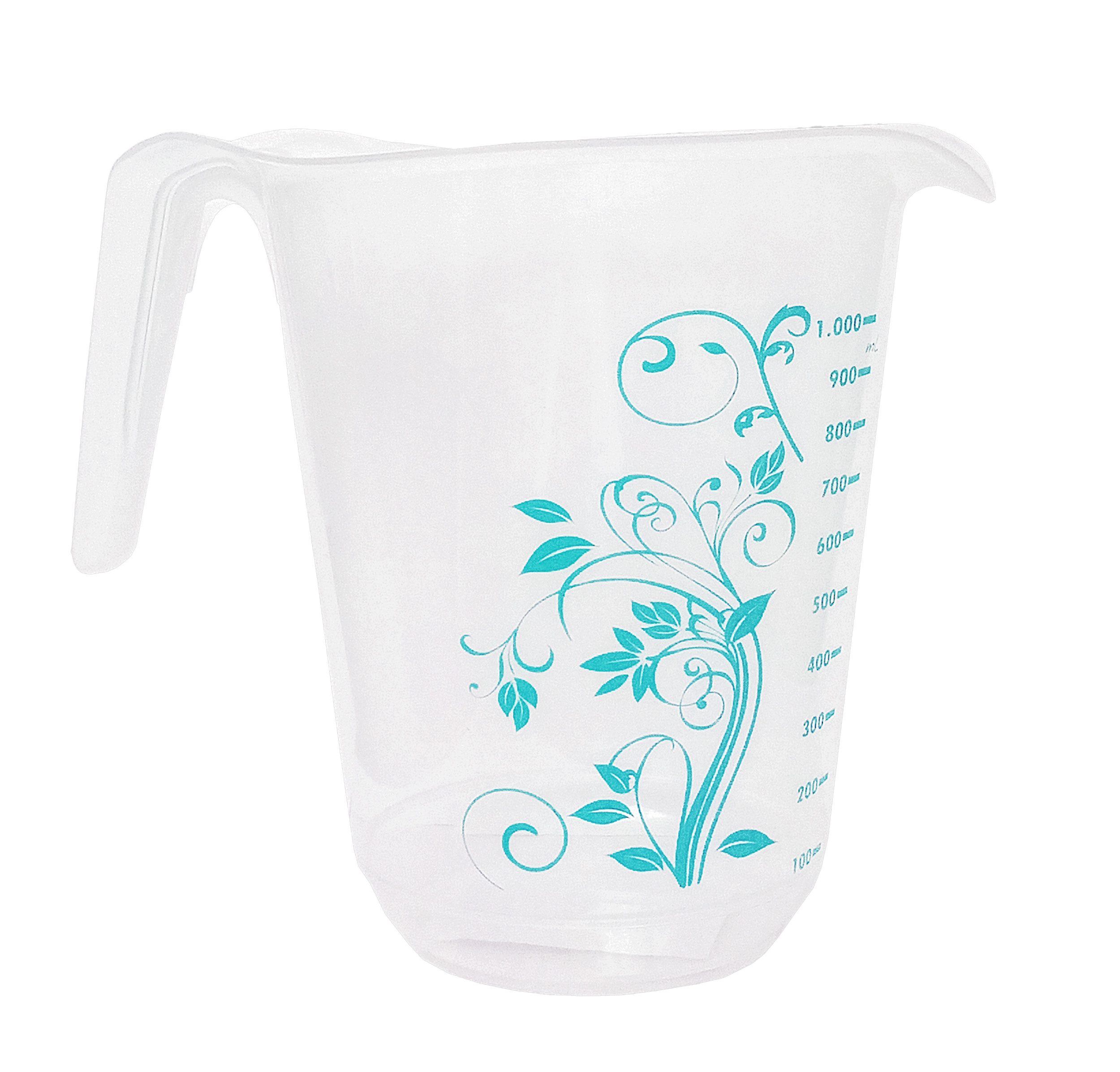 Centi Messbecher MESSBECHER 1000ml mit Griff transparent 1L Messbehälter 64 (Türkis), Messkanne Maßbecher Ausgusslippe Kunststoff