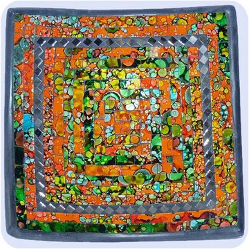 SIMANDRA Dekoschale Mosaik Schale Quadrat B: ca. 11 cm Tonschale Glasschale Dekoschale Kunsthandwerk Glassteine Deko (1 Stück)