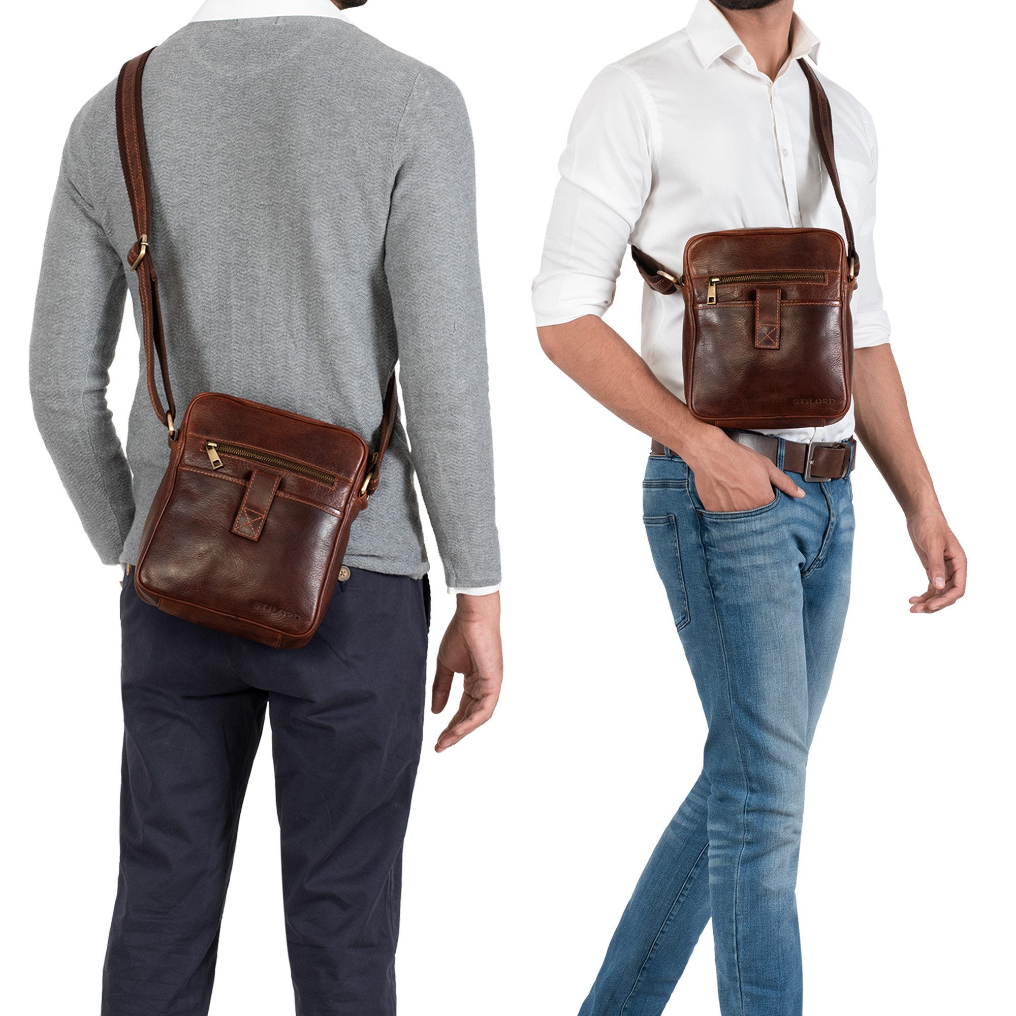 STILORD Schultertasche "Brent" Kleine Messenger Bag Leder