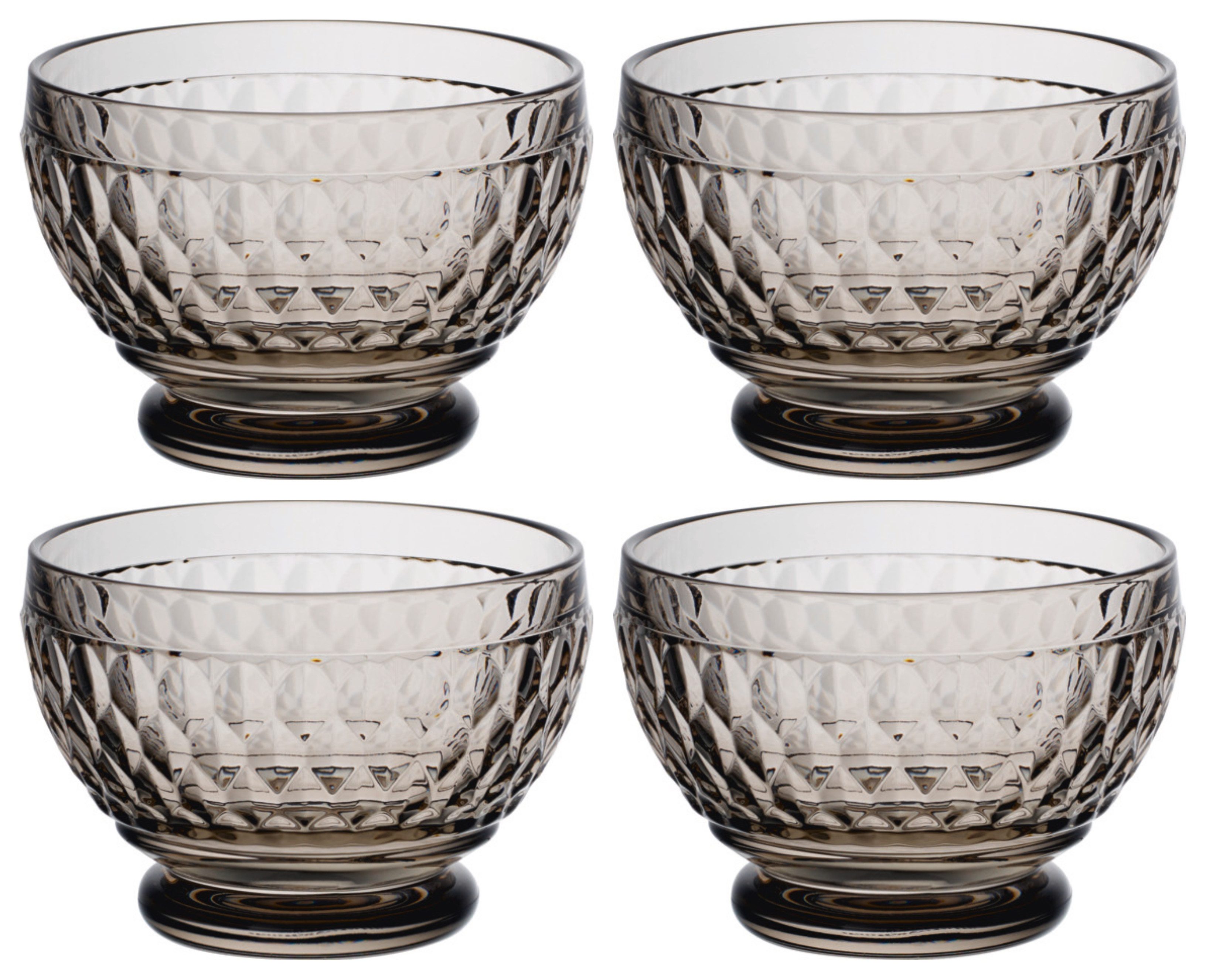Villeroy & Boch Dessertschale Boston Coloured, Kristallglas, Spülmaschinengeeignet, Grau, Motiv: Boston