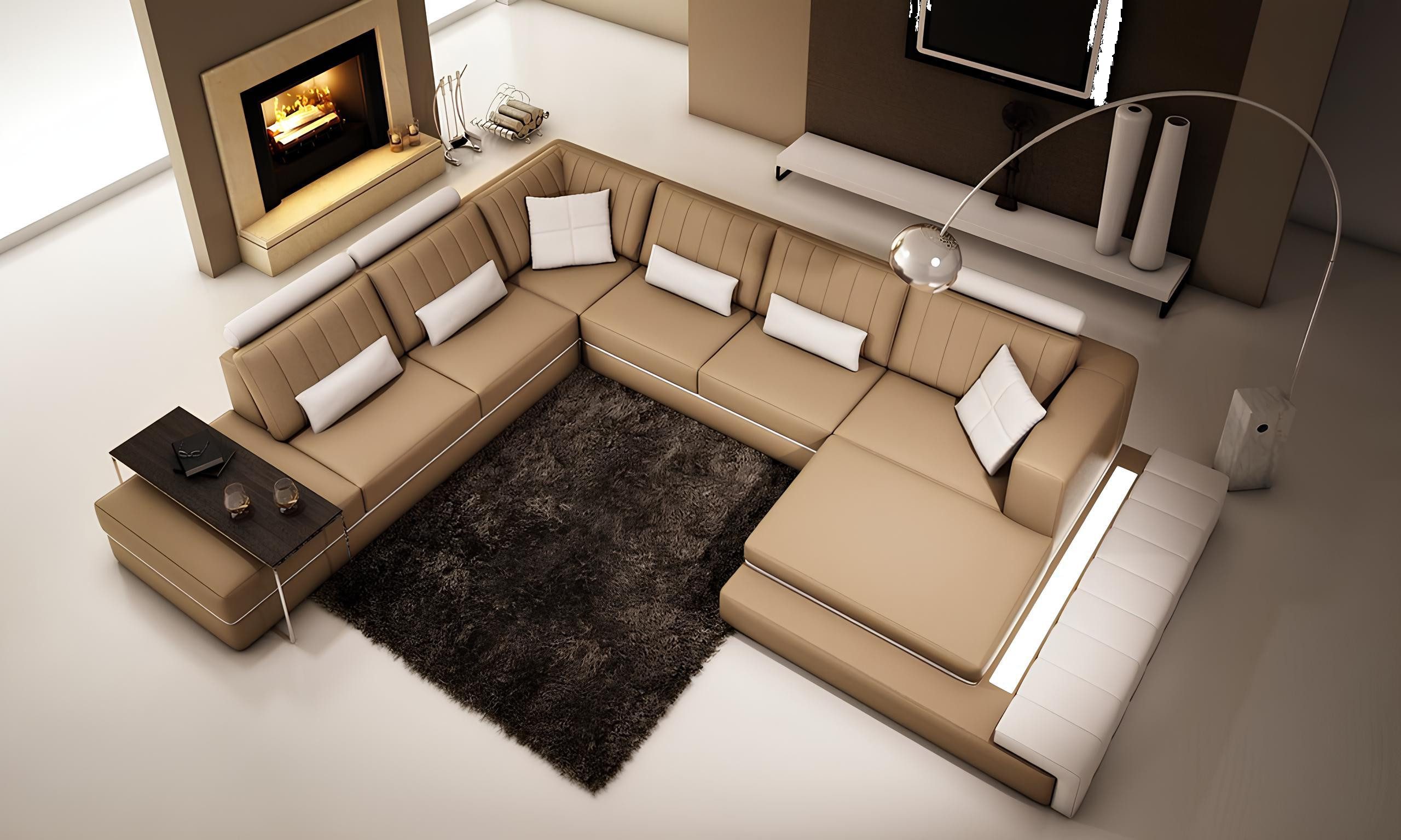 Xlmoebel Wohnlandschaft Großes Wohnmöbel mit modernem Design gepolsterte Ecken Ledersofa, Hergestellt in Europa