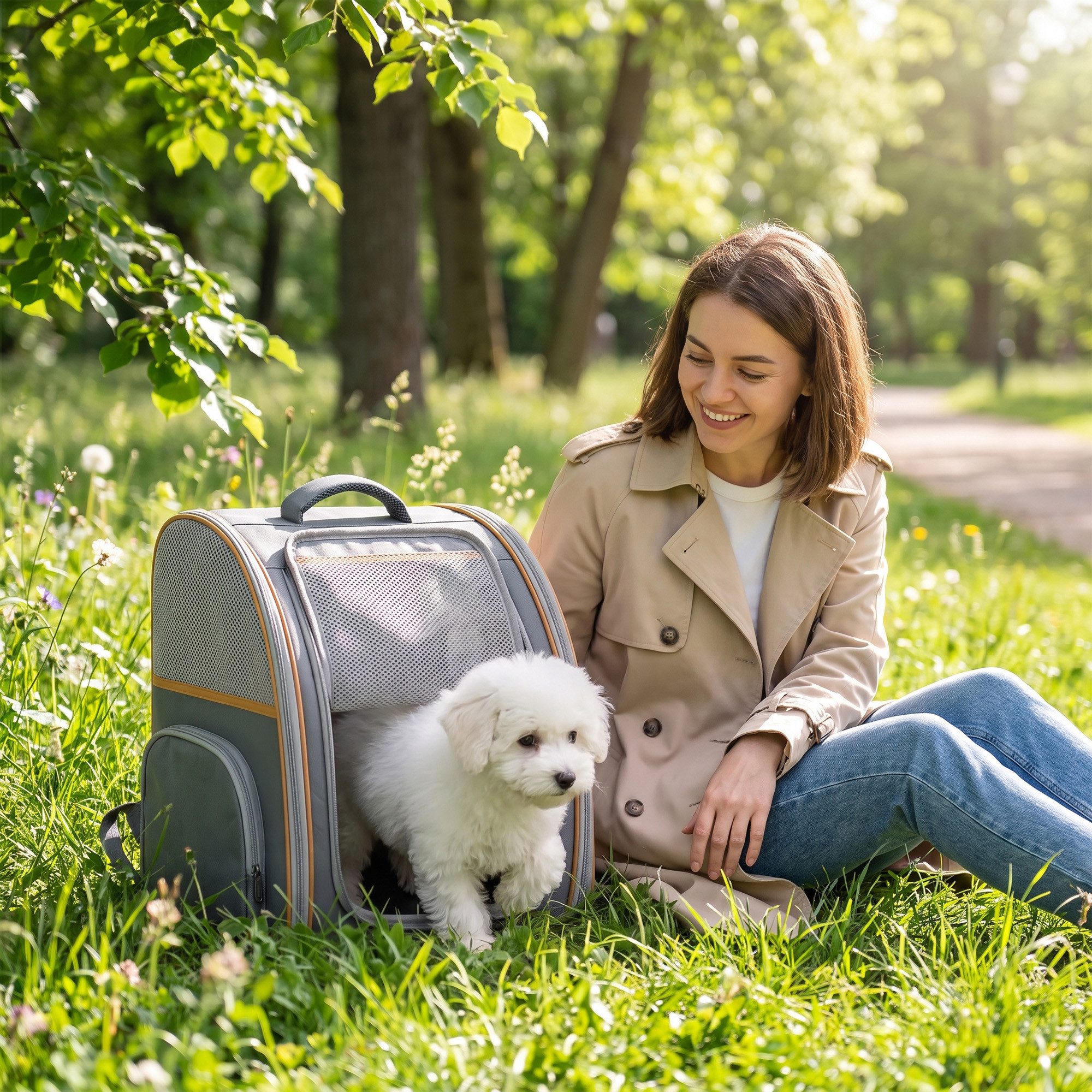 PawHut Tiertransportbox Tiertransporttasche mit Netzfenster und Seitentasche für Reisen bis 5 kg, BxTxH: 34x37,5x42 cm, faltbar