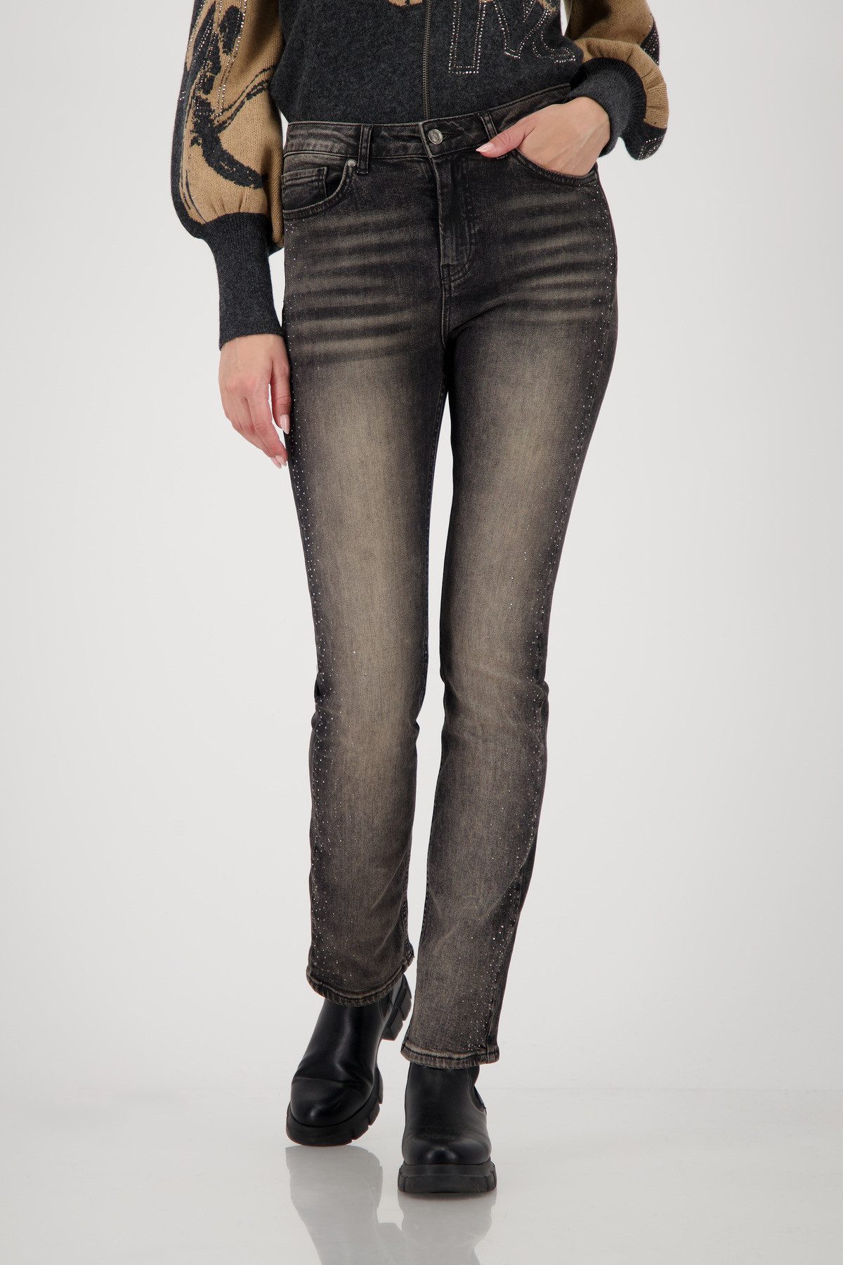 Monari Straight-Jeans Regular fit mit Strasssteinen