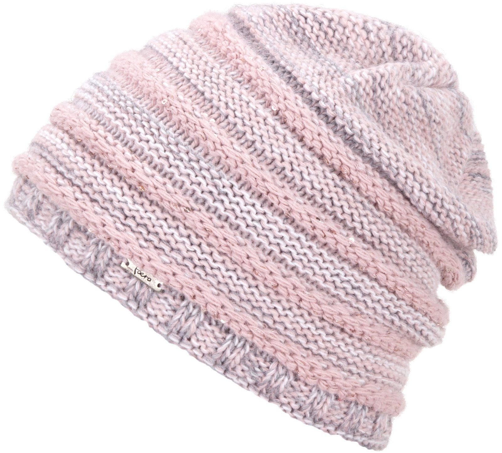 Faera Strickmütze Damenmütze gefüttert Mütze Wintermütze rose Damen Strickmütze Haube Beanie