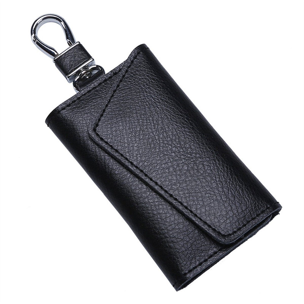 TUABUR Schlüsseltasche Handgewebte Geldbörse aus Schaffell(2er-Pack), Kurze Schlüsseltasche Schwarz