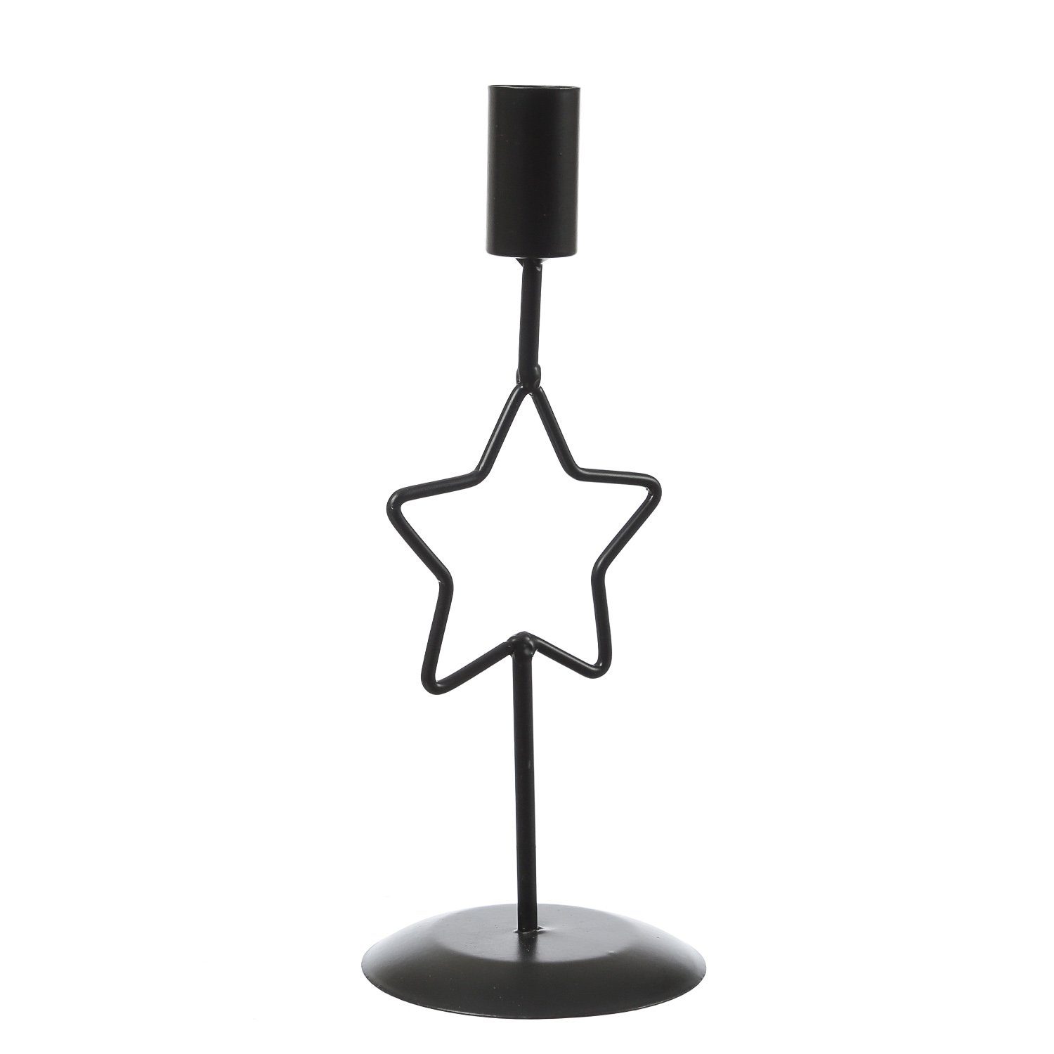 Kerzenständer mit Stern Tafelkerze MARELIDA Kerzenhalter 21,5cm (1 Stabkerzenhalter für St) schwarz