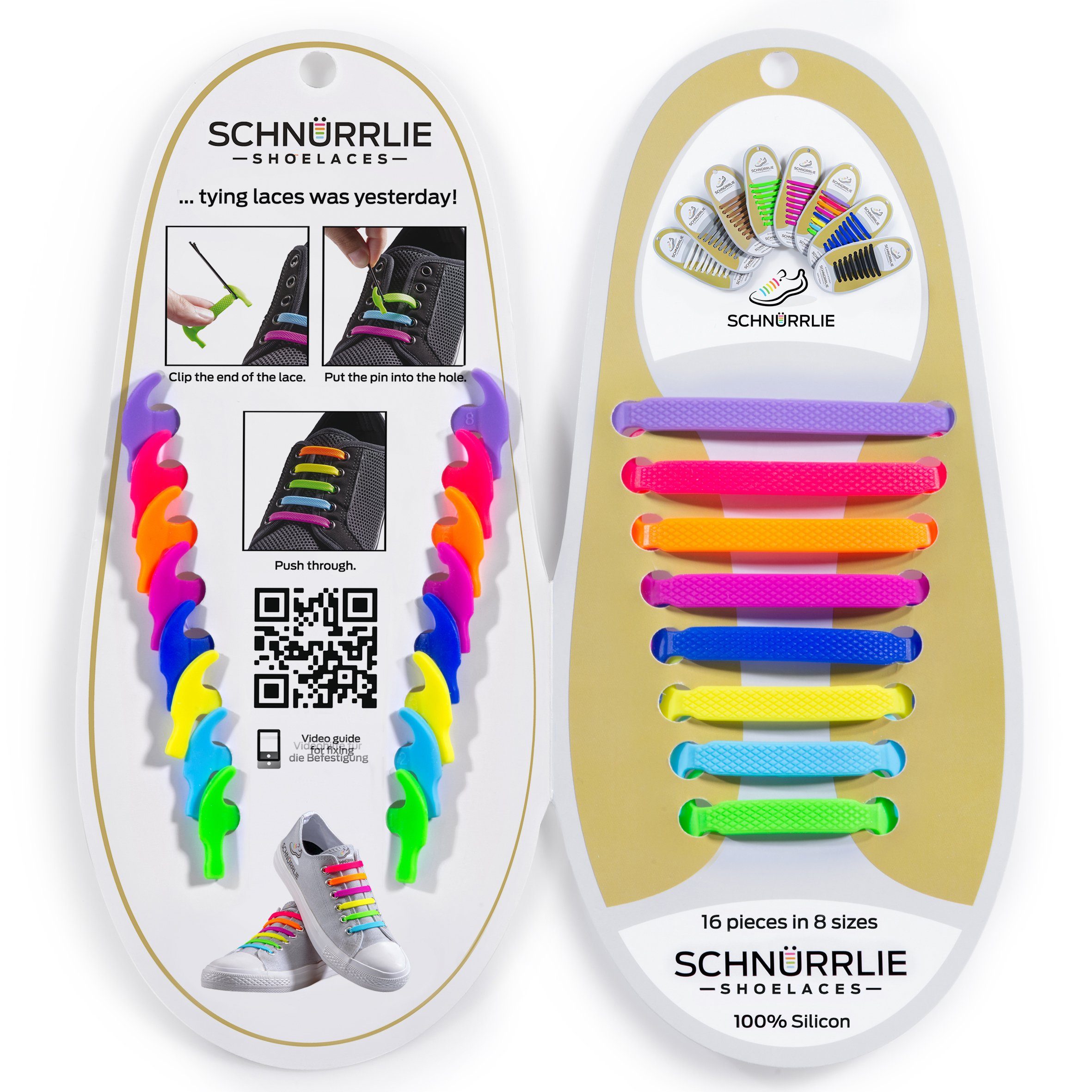 SCHNÜRRLIE Schnürsenkel Silikon Schnürbänder - elastische flache Laces, für Sneaker, Turnschuhe, Sportschuhe uvm