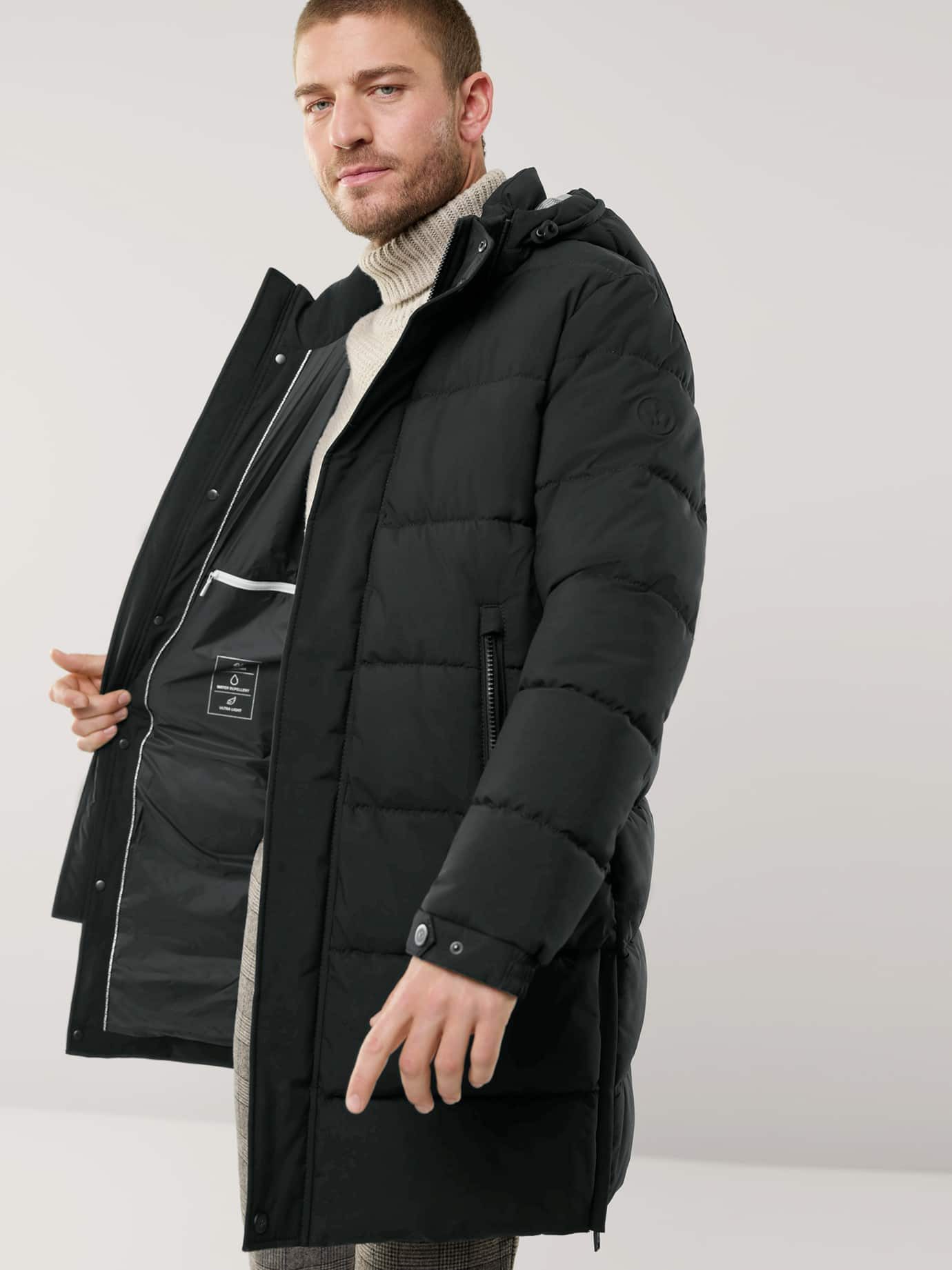 Walbusch Steppmantel Herren Thermo Steppmantel mit Kapuze, wasserabweisend