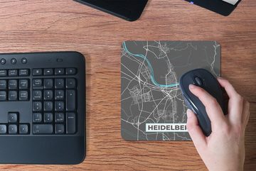 MuchoWow Mauspad Stadtplan - Deutschland - Blau - Heidelberg - Karte (1-St), Gaming, Mousepad, Büro, 20x20 cm, Mausunterlage