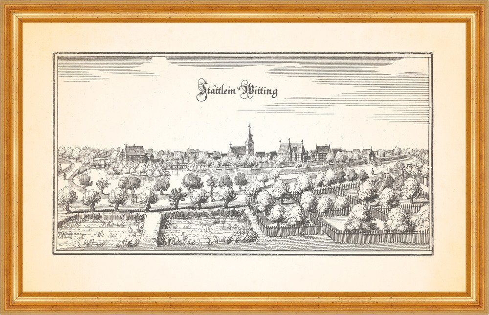 Kunstdruck Stättlein Witting Wittingen Ohre Junkerhof St. Stephanus Merian 0449 G