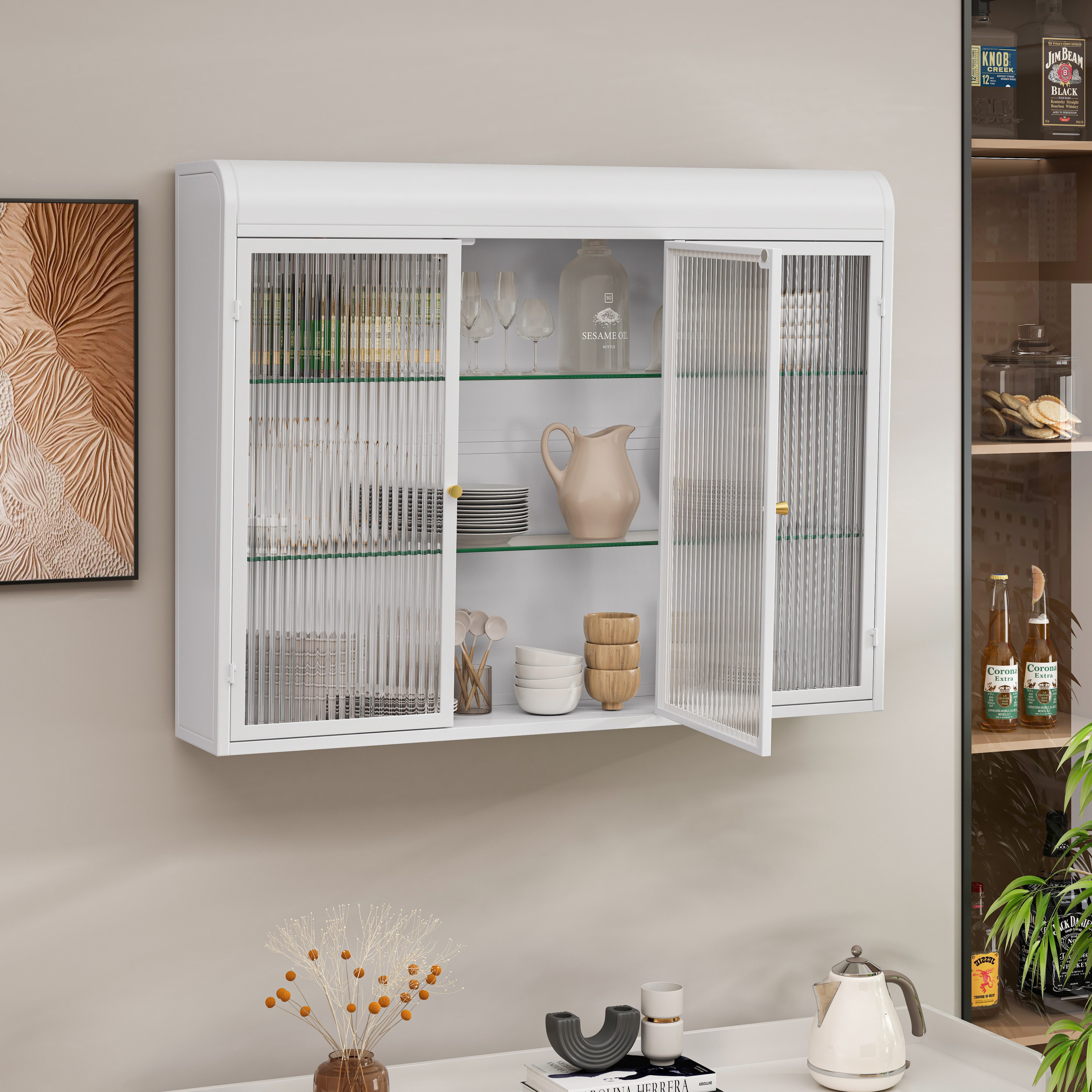 TavilaEcon Wandhängeschrank Modernes Wandregal mit Glastüren günstig online kaufen