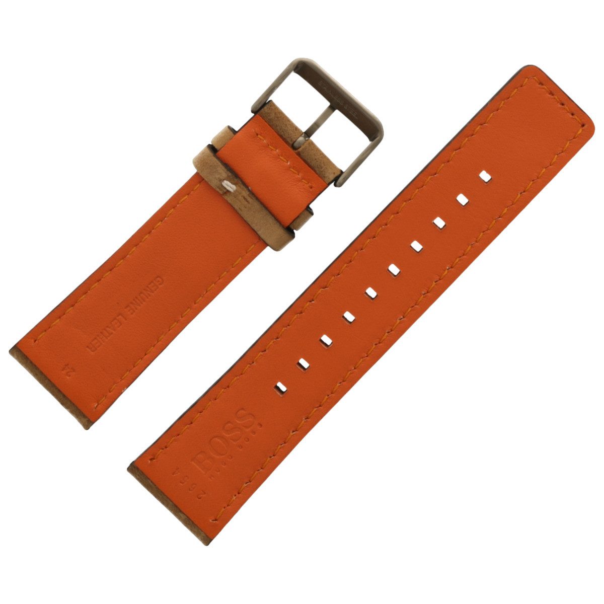 BOSS Uhrenarmband 24mm Leder/Kunststoff Braun 659302654