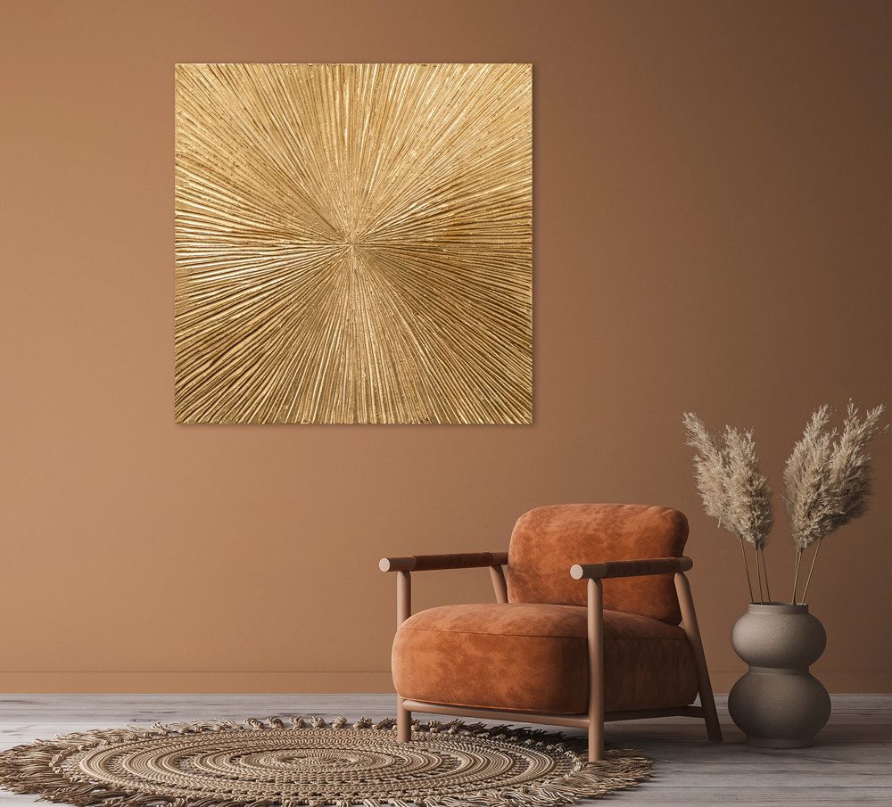 ArtUniverse Gemälde Goldene Eleganz 100 x 100 cm, Abstrakt – Bild 3 von 4