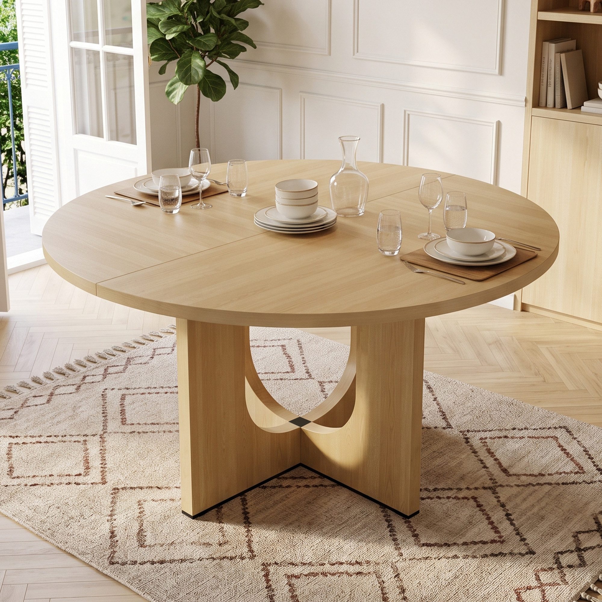 Flieks Esstisch (120x75 cm, 1-St., 1 Tisch), runder Küchentisch Schreibtisch Holzoptik Landhausstil Eichenfarbe