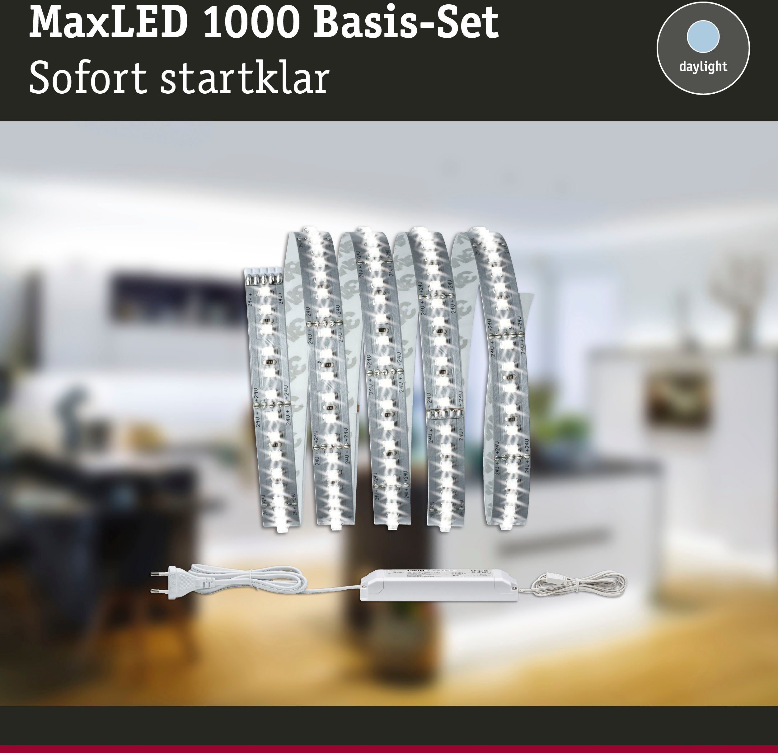 MaxLED Paulmann 1100lm/m 6500K, LED-Streifen Tageslichtweiß Basisset 1-flammig, 6500K Basisset,Tageslichtweiß 18W 1100lm/m 1000 18W 1,5m