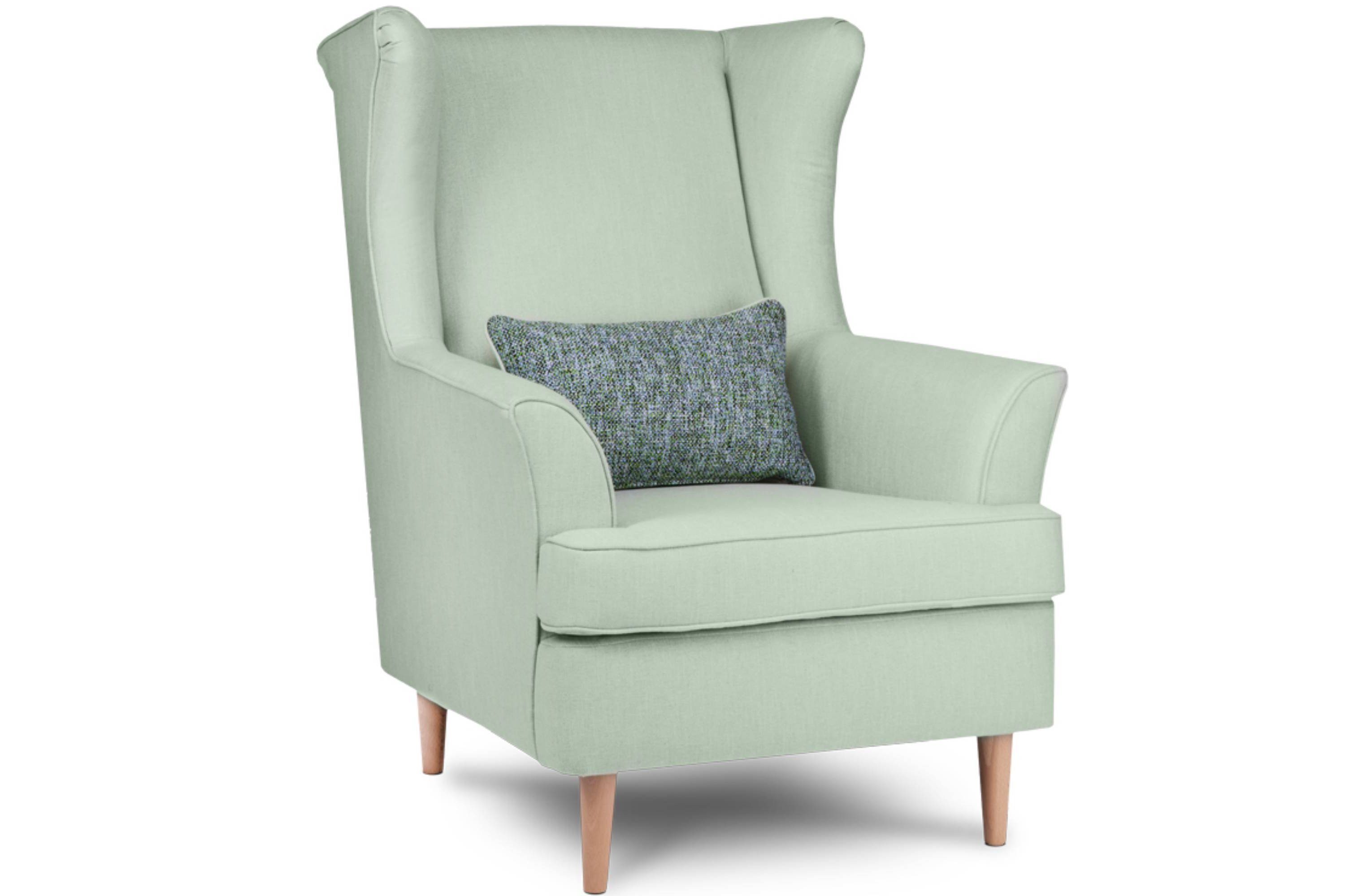 Konsimo Ohrensessel STRALIS hohe dekorativem Kissen zeitloses Sessel, inklusive Design, Füße