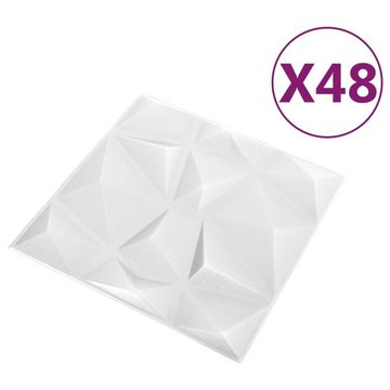 vidaXL Wandpaneel 3D-Wandpaneele 48 Stk 50x50 cm Diamantweiß 12 m²