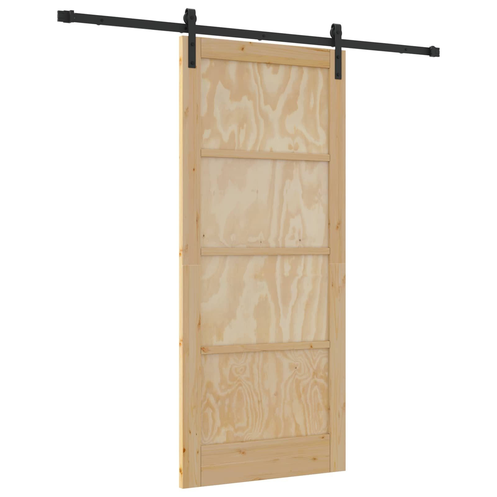 vidaXL Haustür Schiebetür Natürlich und Schwarz 86 x 198,5 cm (1-St)