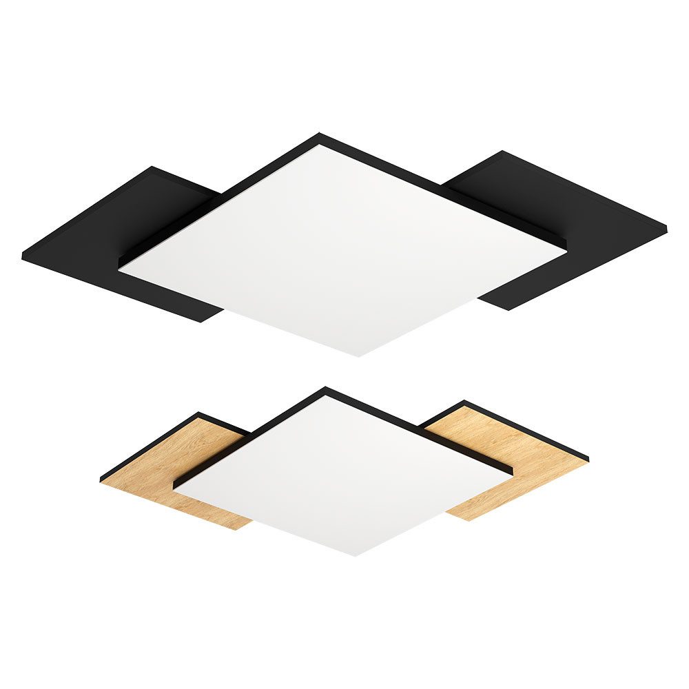EGLO LED Deckenleuchte, LED-Leuchtmittel fest verbaut, Warmweiß, Deckenlampe Flurleuchte Deckenleuchte LED Holzoptik MDF schwarz