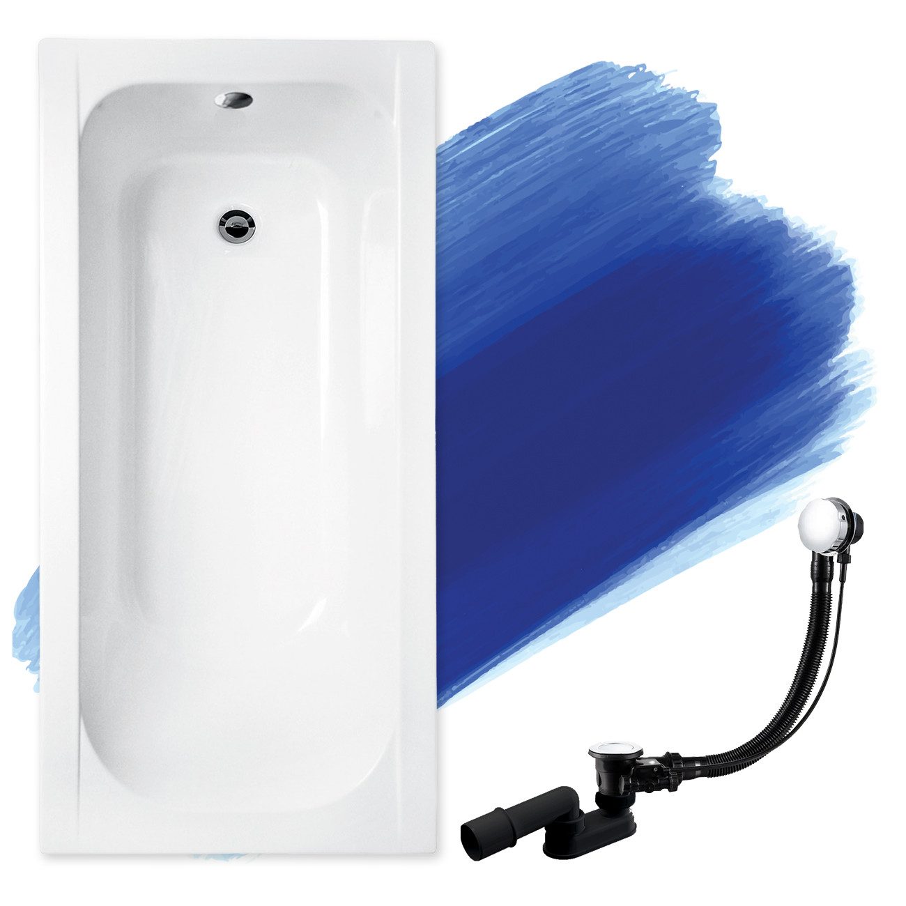 KOLMAN Badewanne Rechteck Continea 150x70, Ablaufgarnitur & Füße GRATIS