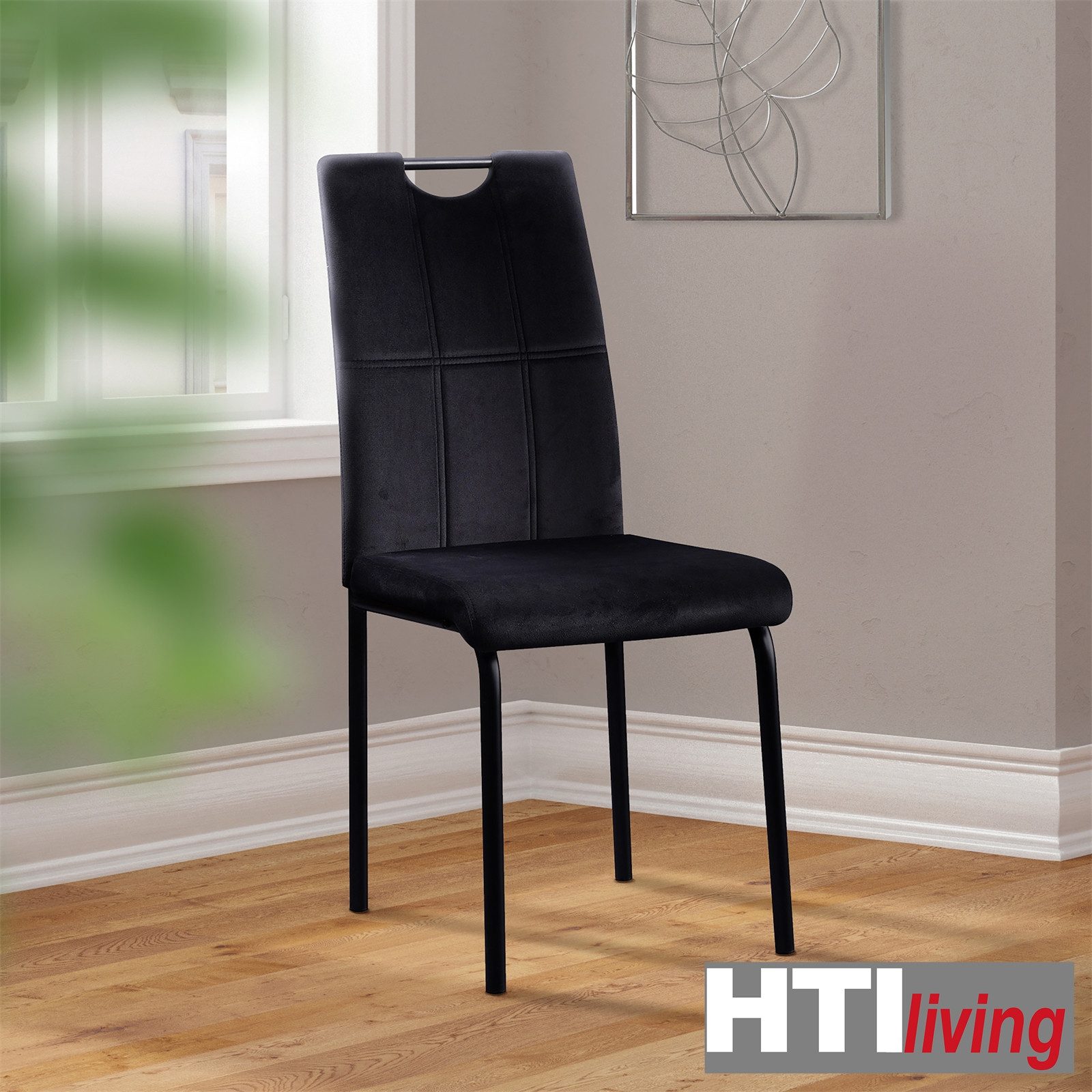 HTI-Living Polsterstuhl Esszimmerstuhl Denton Samt Schwarz 4er-Set (Set, 4 günstig online kaufen