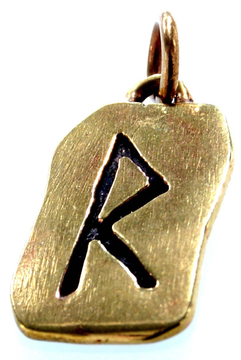 Raido Runen R Kettenanhänger Kiss Leather Rad Rune Buchstabe Anhänger Bronze Rune / Wagenrad of