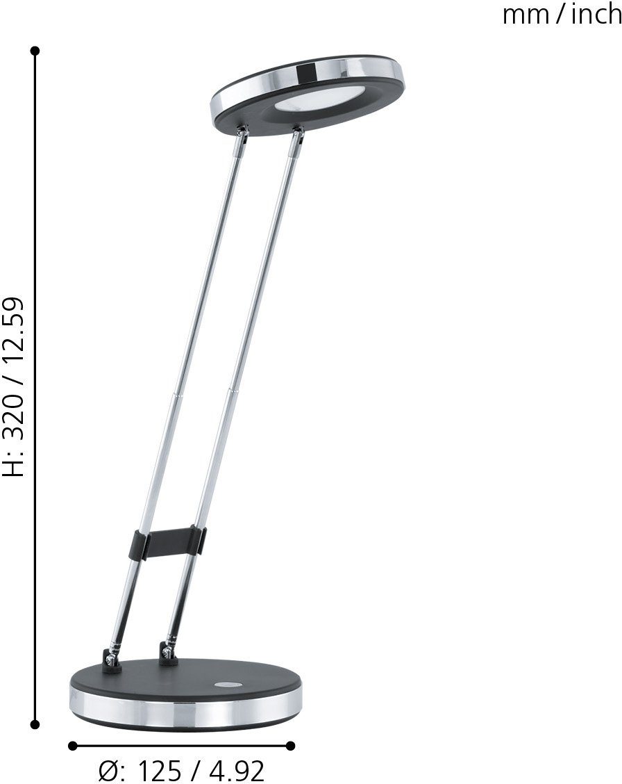 EGLO LED fest Tischleuchte stahlgrau/schwarz integriert, LED Warmweiß Gexo