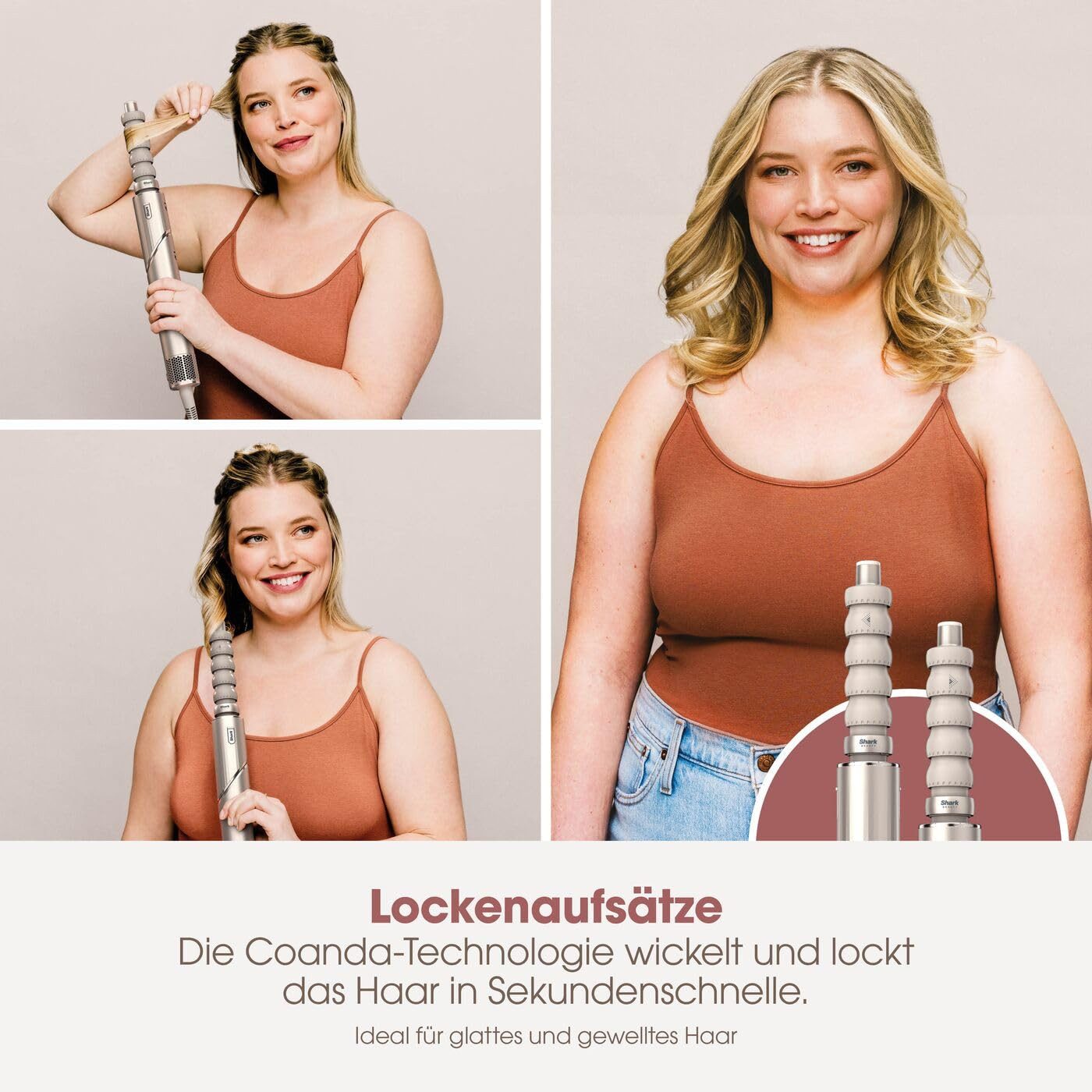 Shark Haartrockner HD426SLEU, Vielseitiger 3-in-1 Haarstyler & -trockner mit Aufsätzen