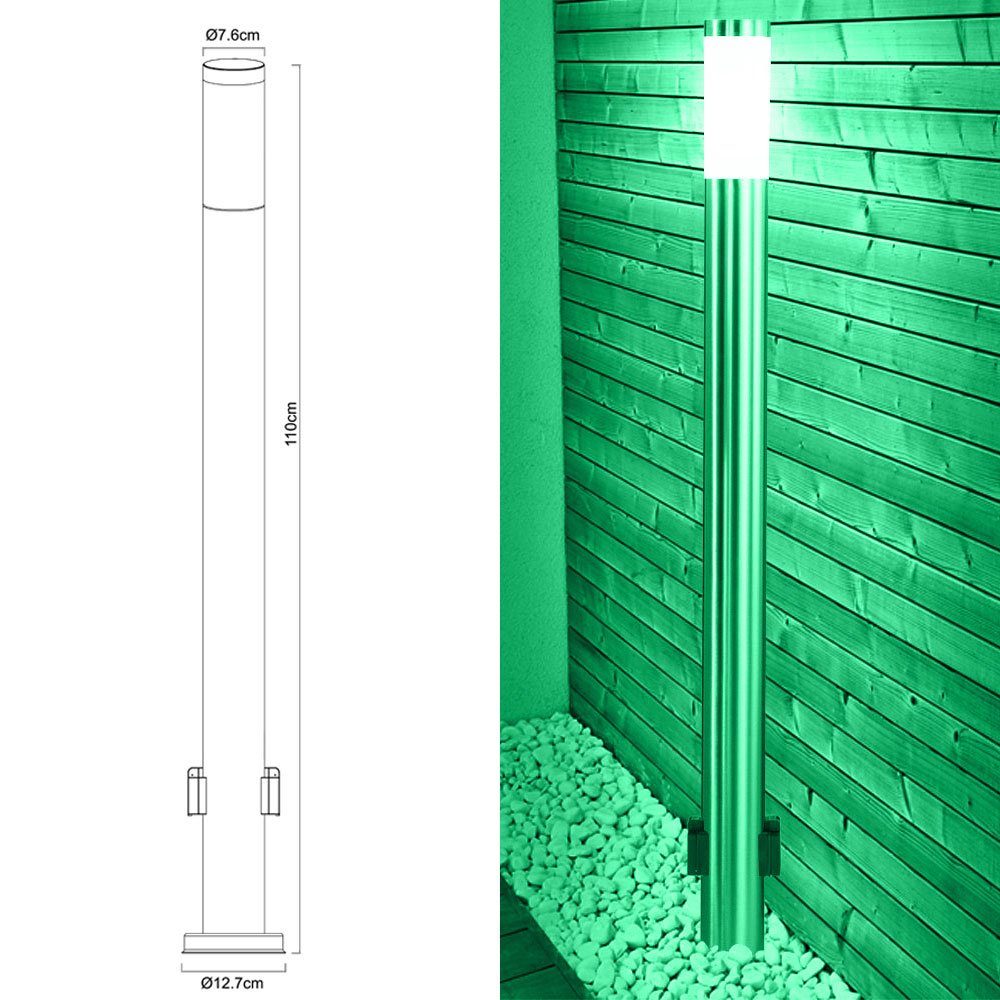etc-shop Sockelleuchten, Smart Home RGB LED Wand Fackel Lampen Alexa Edelstahl Außen Steh