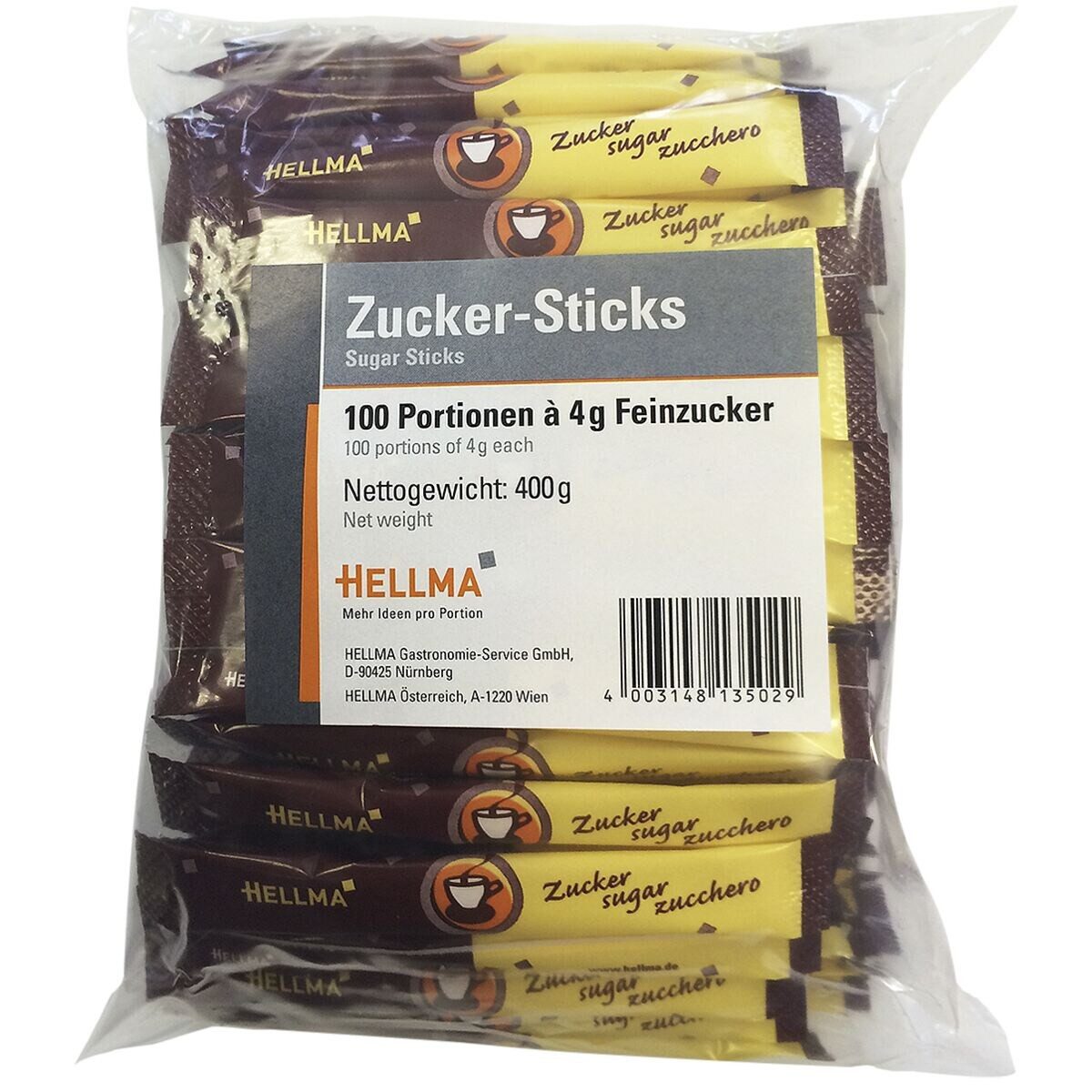 Hellma Zucker Zucker-Sticks, 100x 4 g