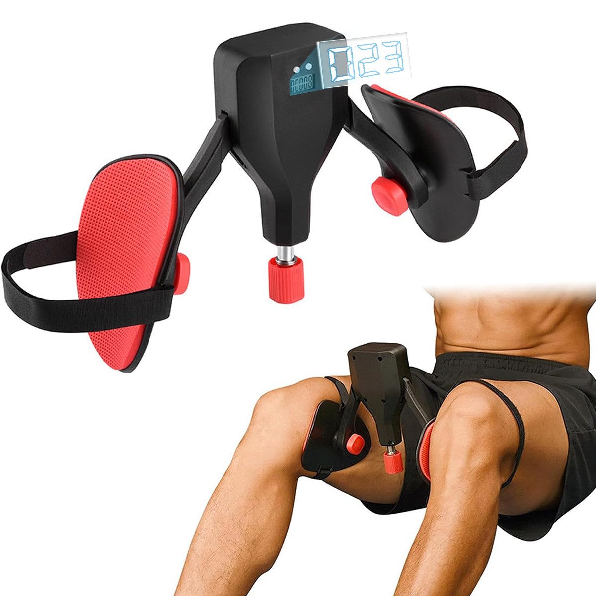 MOPUEA Beckenbodentrainer Oberschenkeltrainer 0-77 lbs Einstellbarer Widerstand, 360° gedreht werden, Multifunktionaler Oberschenkeltrainer für Zuhause, Zählbares Design