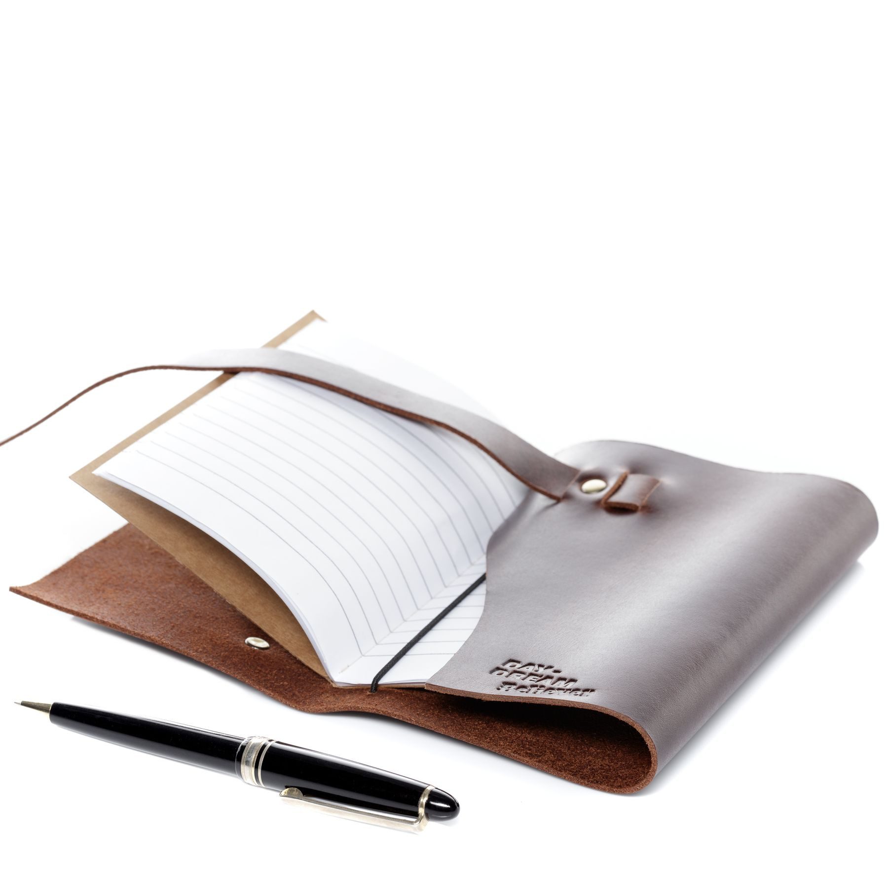 SID & VAIN Notizbuch echt Leder Tagebuch groß DAYDREAM BELIEVER, Tagebuch echt Leder Unisex, Bürozubehör, Lederbuch braun-cognac