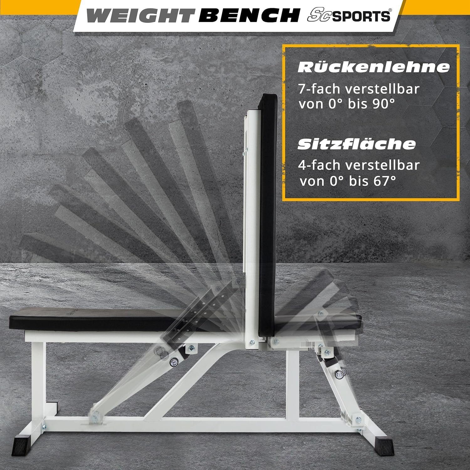 Verstellbar ScSPORTS® Trainingsbank (1-tlg) kg, Fitnessbank Hantelbank Schrägbank bis 200 Hantelbank