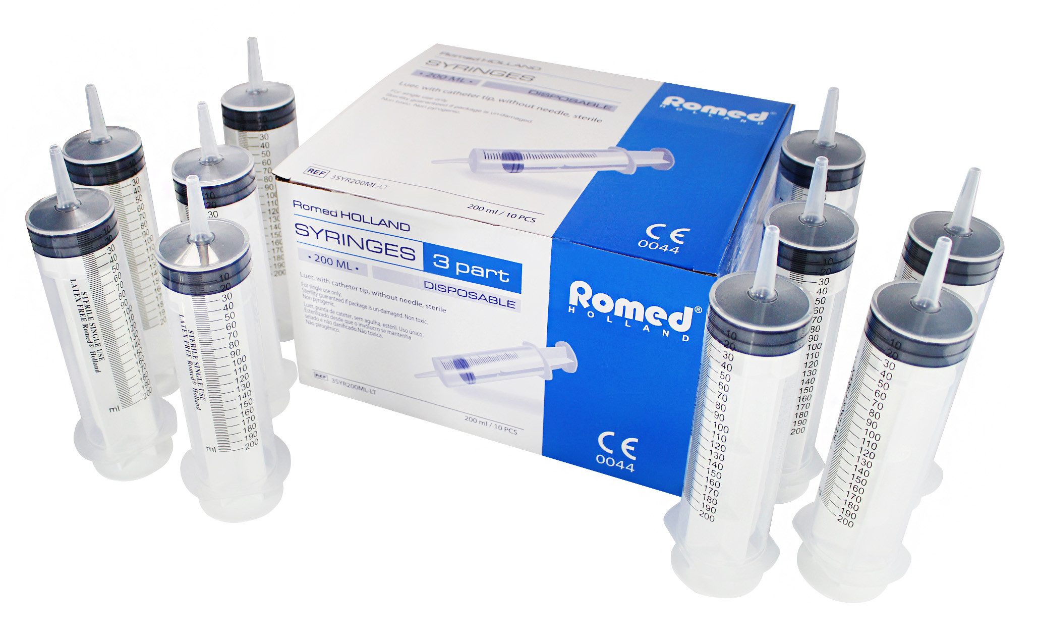 Romed Einwegspritze Wund- & Blasenspritze, 200 ml, 3-teilig, mit Luer-Ansatz, (100-St)