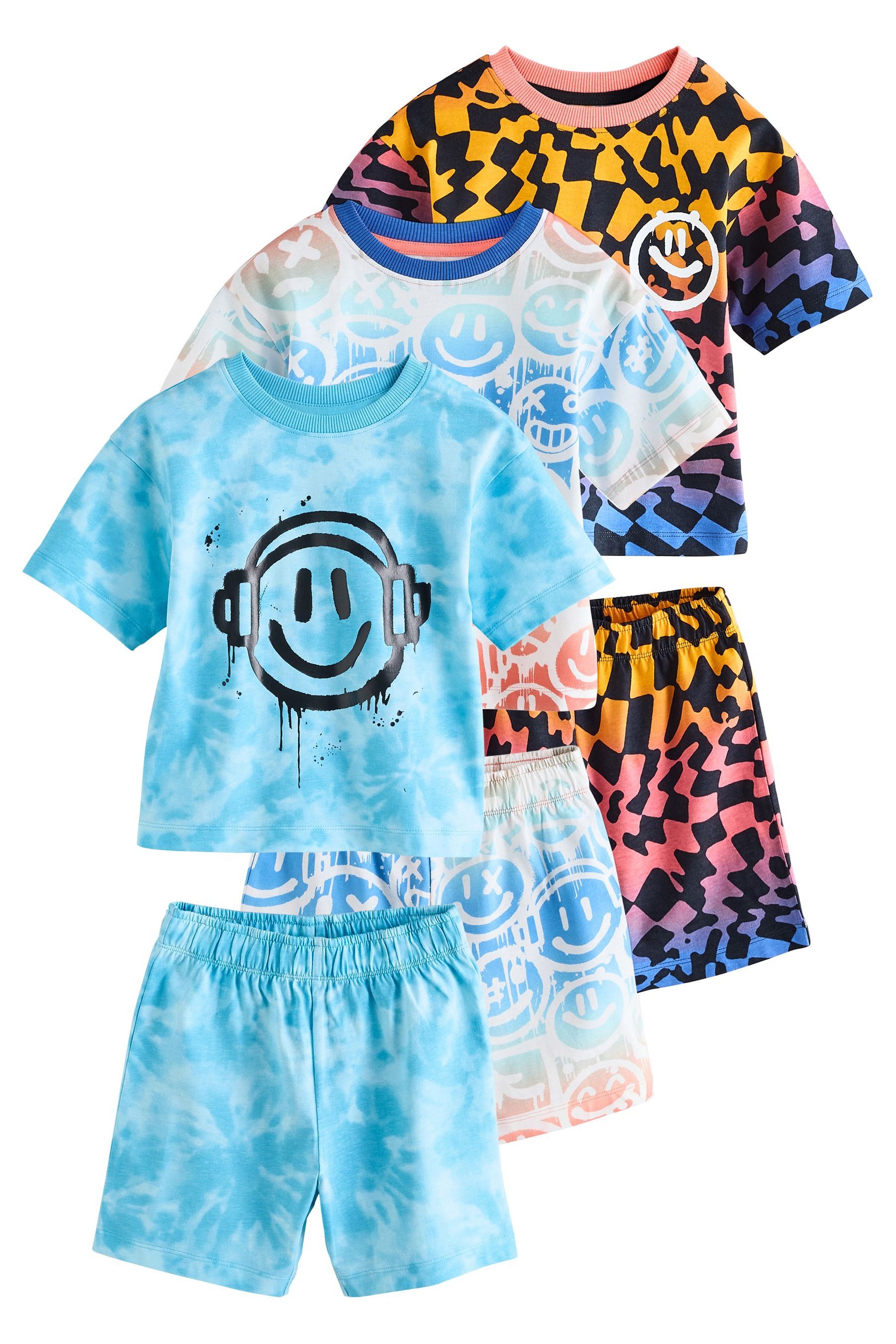 Pyjama Pyjamas mit Shorts aus 100 % Baumwolle, 3er-Pack