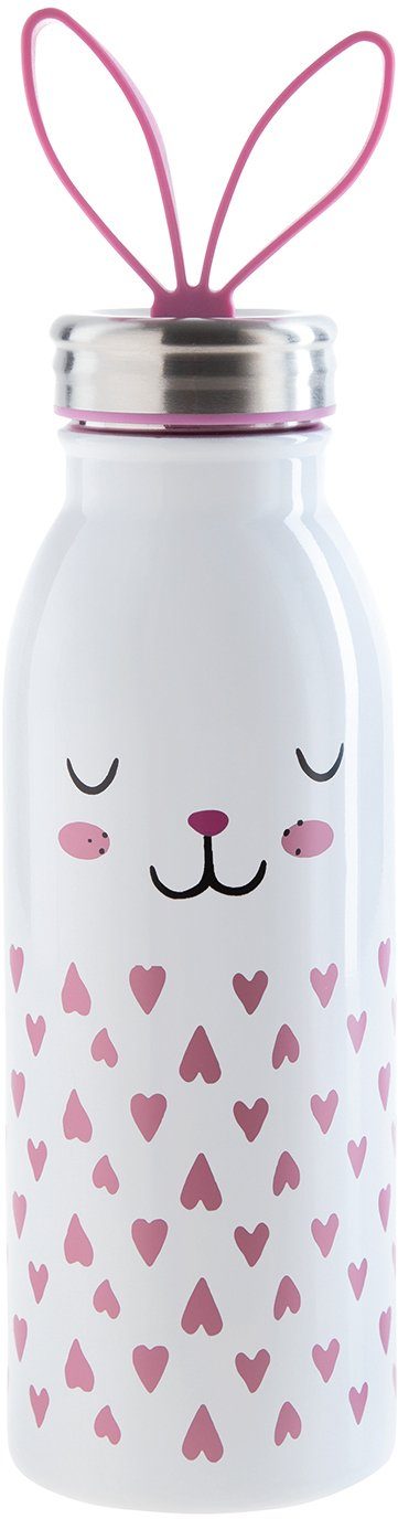 aladdin Isolierflasche Zoo Thermavac™, Edelstahl mit tierischem Design, 430 ml weiß-pink