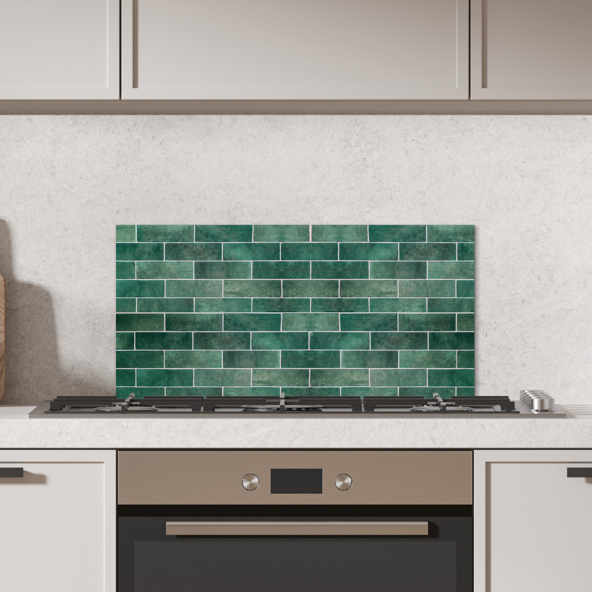 KitchenYeah Küchenrückwand Fliesen - Grün - Design - Strukturen, (1-tlg), Spritzschutz Küchenrückwand, Wandschutz, 60x30 cm