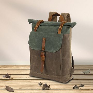 REDOM Laptoprucksack Canvas Rucksack Schulrucksack Reiserucksack Schultertasche (Vintage Notebook Laptop Tasche Schule Uni Rucksack, Backpack mit Laptopfach, für 17,3-Zoll Laptop, luxuriös, Luxus), für Herren Damen Jungen Teenager Freizeit Arbeit Business Reisen