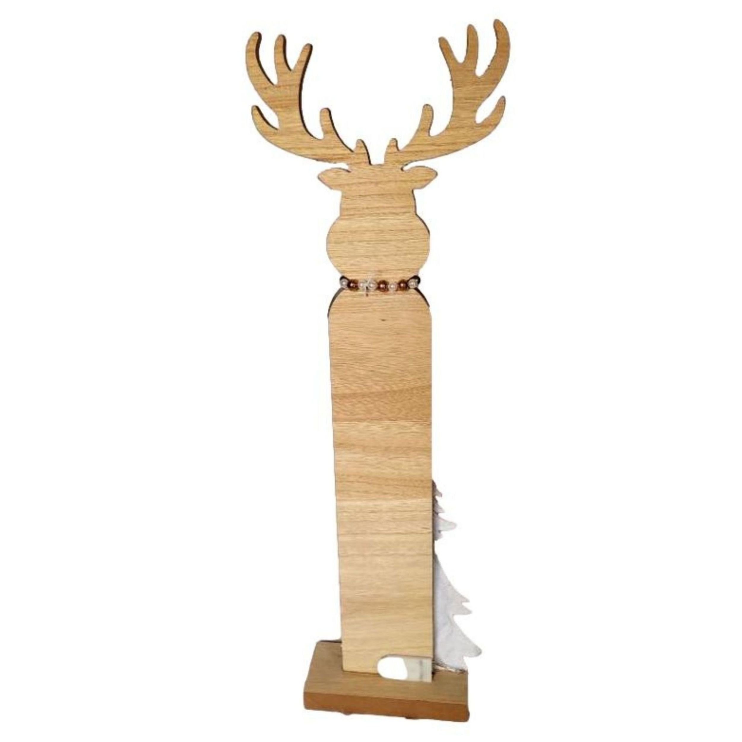 Florissima Weihnachtsfigur XL Holz mit Hirsch Tanne 60cm