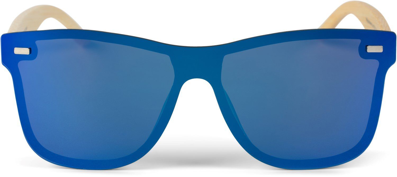 Sonnenbrille Glas styleBREAKER Verspiegelt Gestell (1-St) Blau verspiegelt / Hellbraun