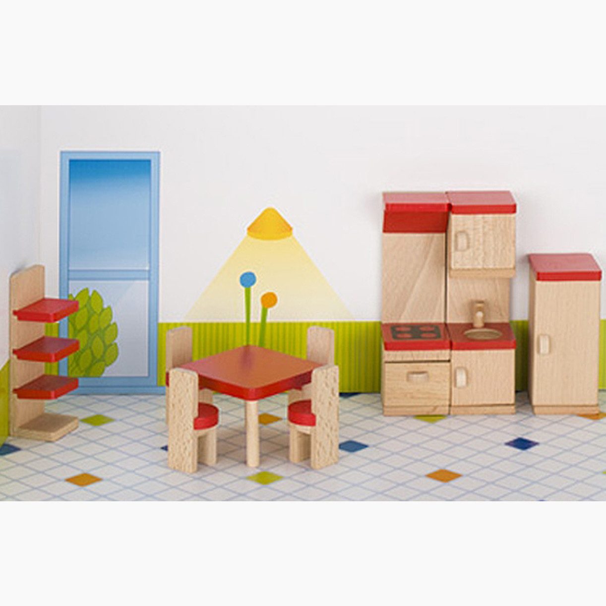 goki Puppenhausmöbel Puppenmöbel Küche, goki basic. (packung, 24tlg., spar set), umfangreiche 24-teilige Set