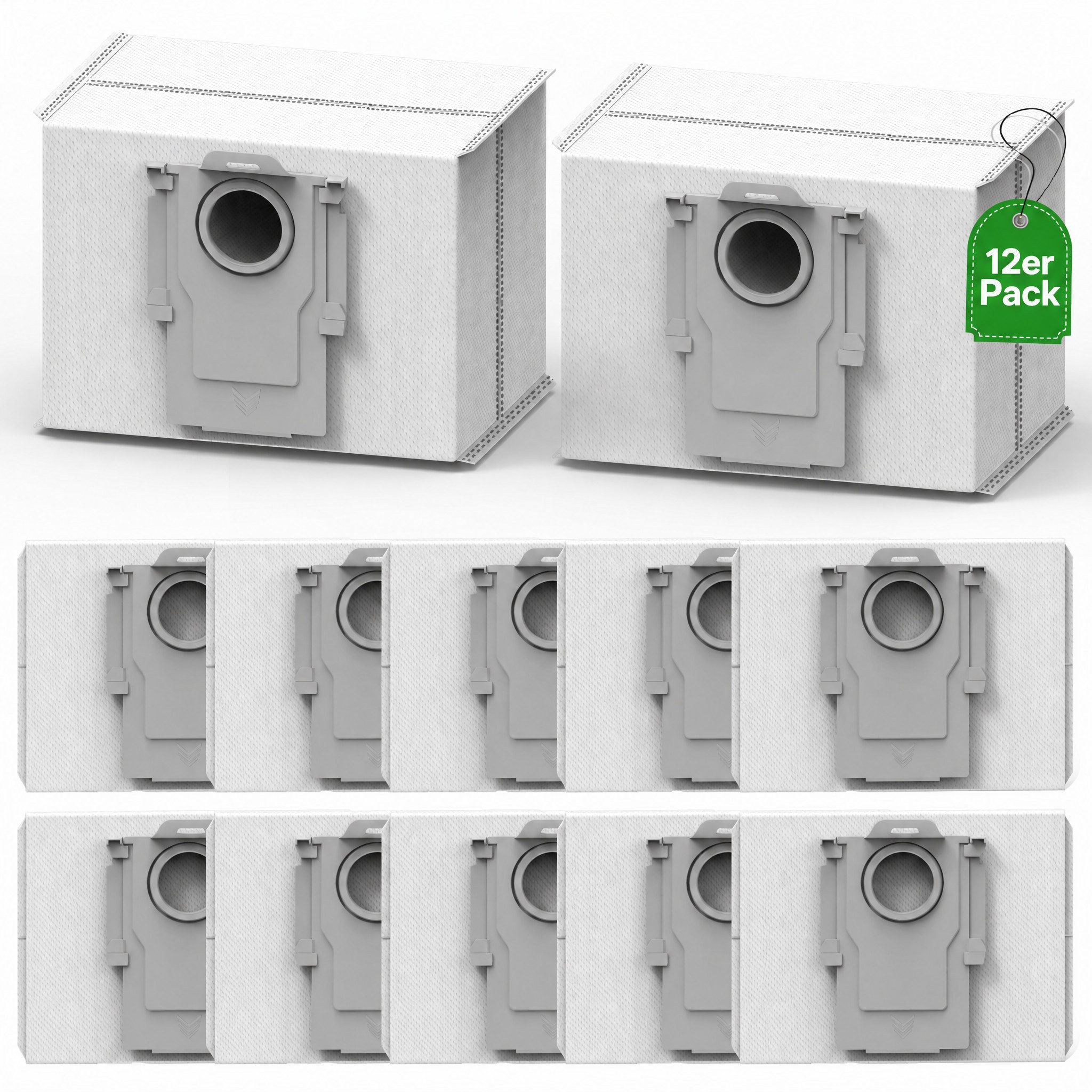 GarveeMore Staubsaugerbeutel 12er Pack Aktivkohle Staubbeutel für Roborock S7/S8/Q7/Q8/Q10 Serie, passend für Roborock, 3,2L große Kapazität, Staubsauger Absaugstation Ersatzbeutel Zubehör