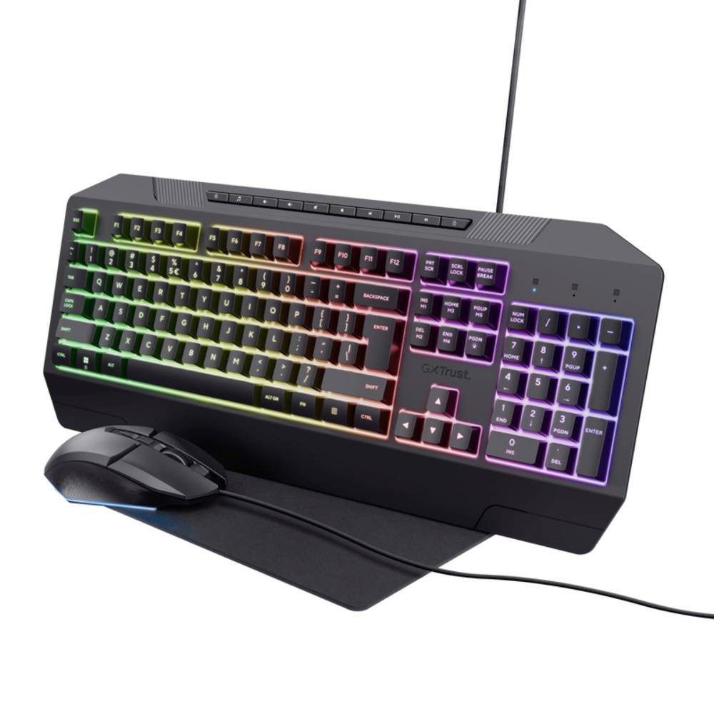 Trust 3in1 Gaming-Set DE 25284 Tastatur- und Maus-Set, Beleuchtet