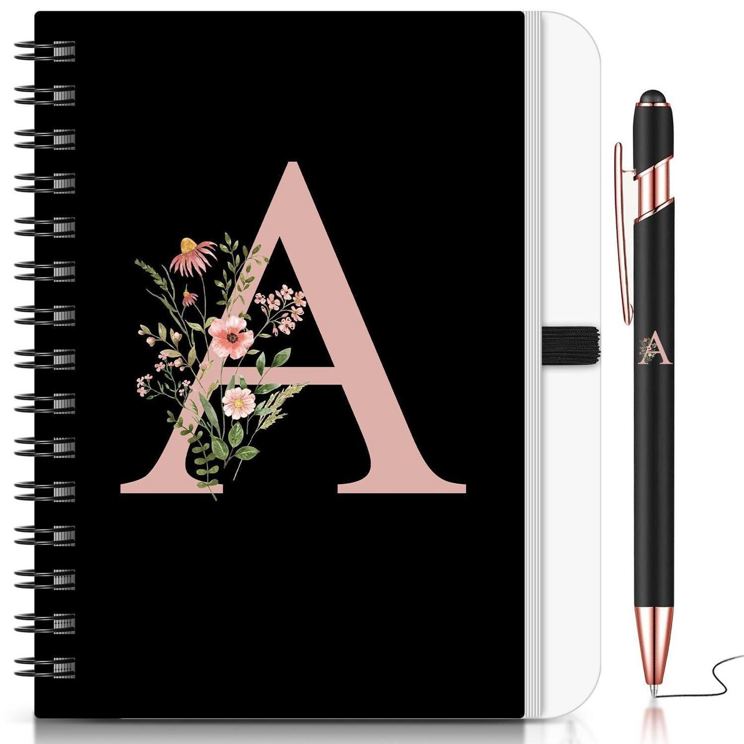 LuxusKollektion Tagebuch Notizbuch B6 mit Stift Blumen Initiale A