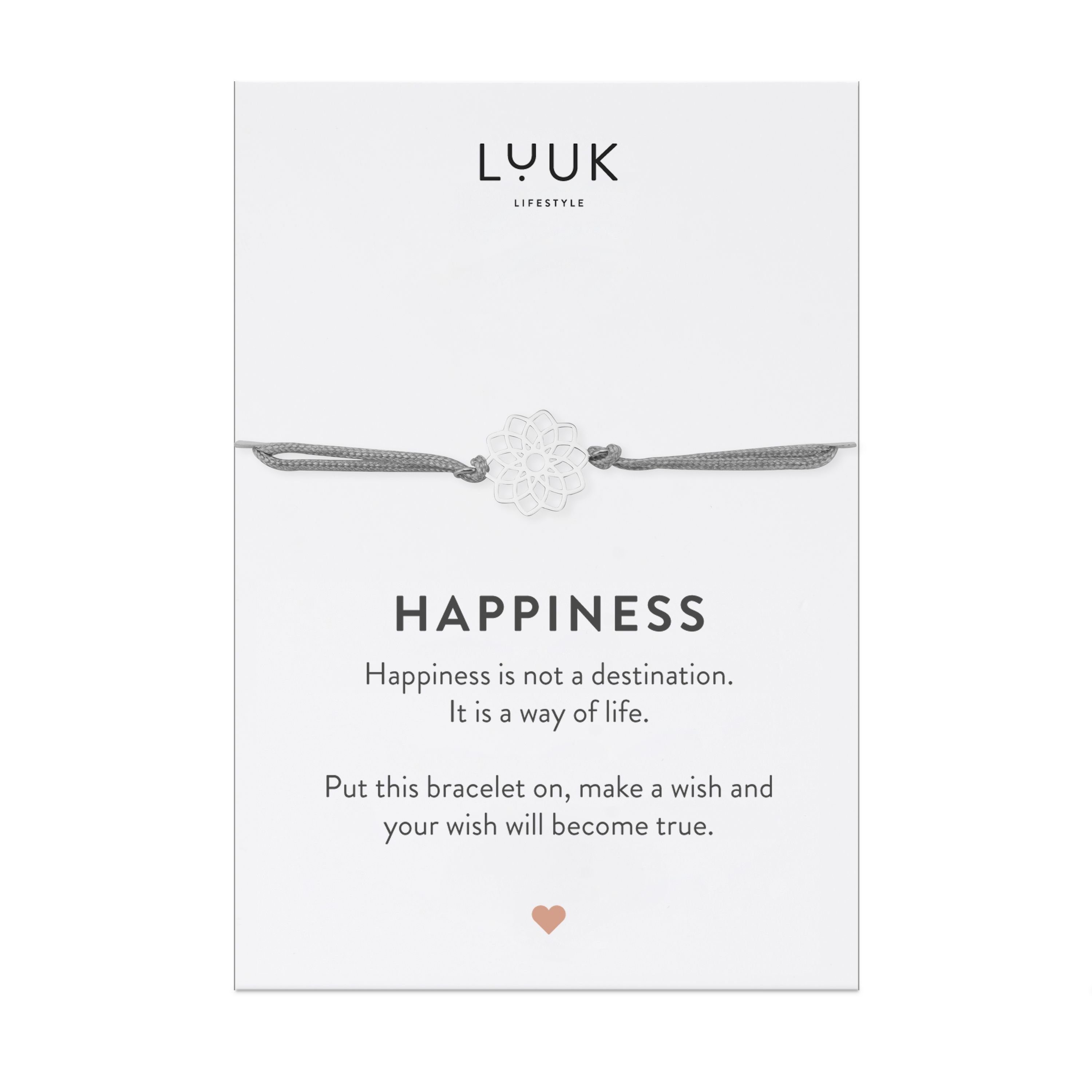 LUUK LIFESTYLE Freundschaftsarmband Mandala, handmade, mit Happiness Spruchkarte
