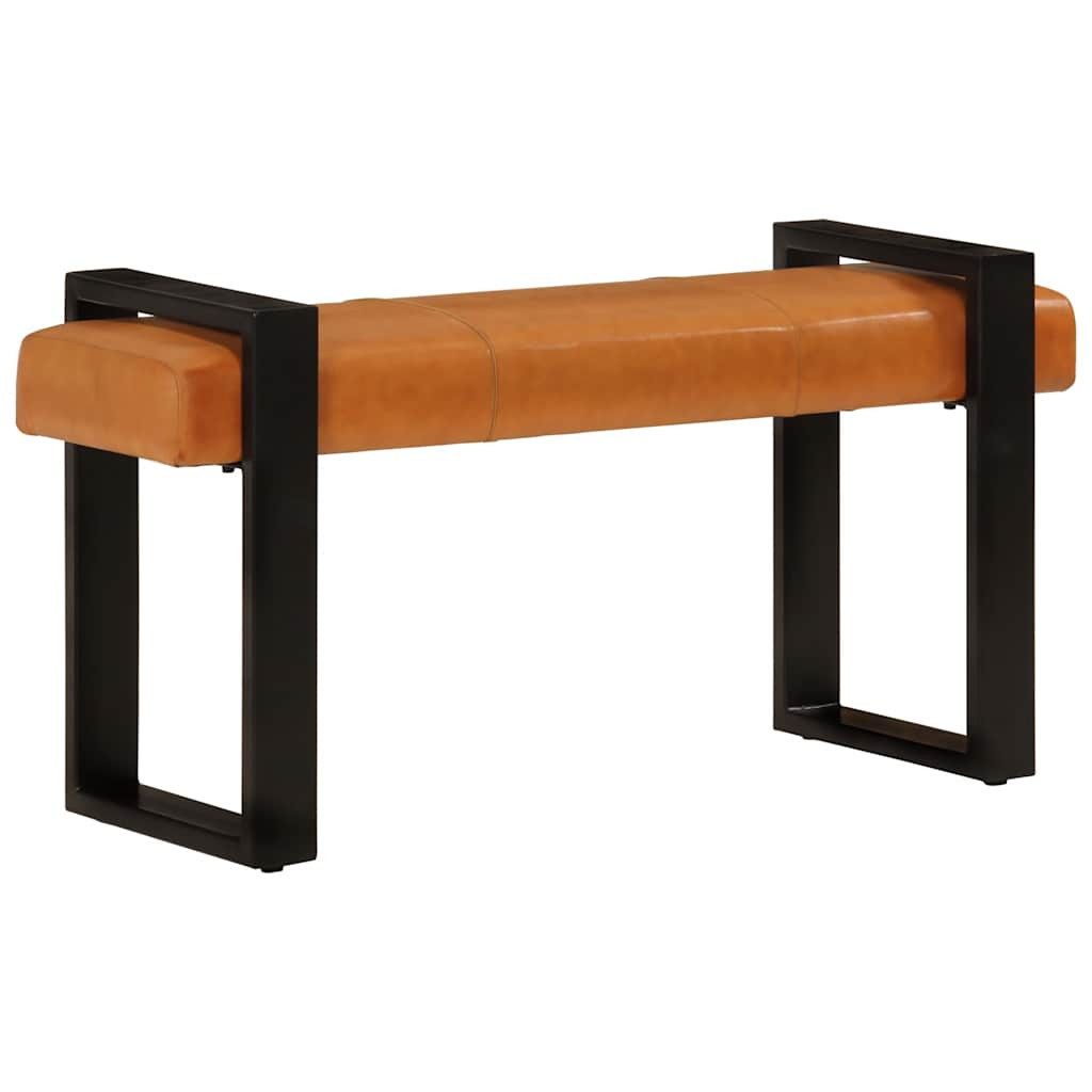 furnicato Truhenbank Komfortable Echtleder Flurbank 110x36x56 cm in Schwarz und Braun