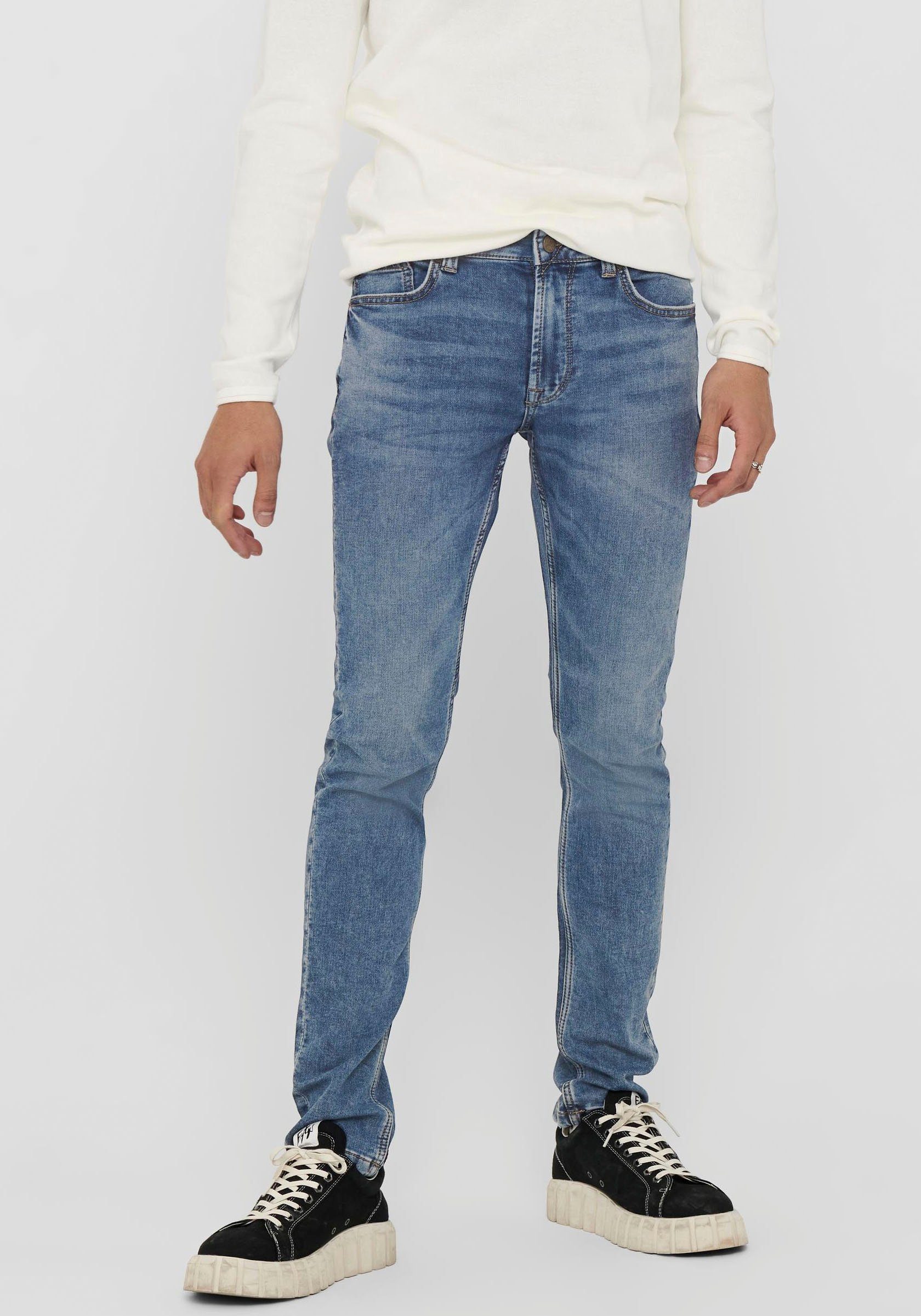 ONLY SONS mittelblau & SLIM Slim-fit-Jeans LOOM