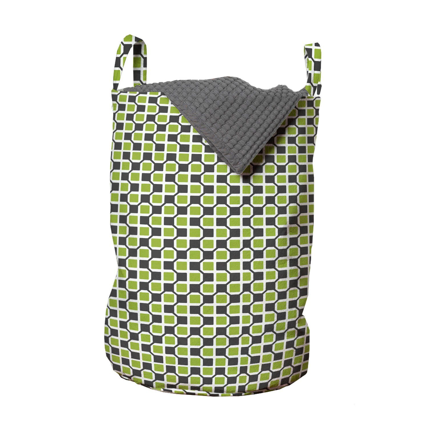 Abakuhaus Wäschesäckchen Wäschekorb mit Griffen Kordelzugverschluss für Waschsalons, Abstrakt Symmetrische Mini Rectangles