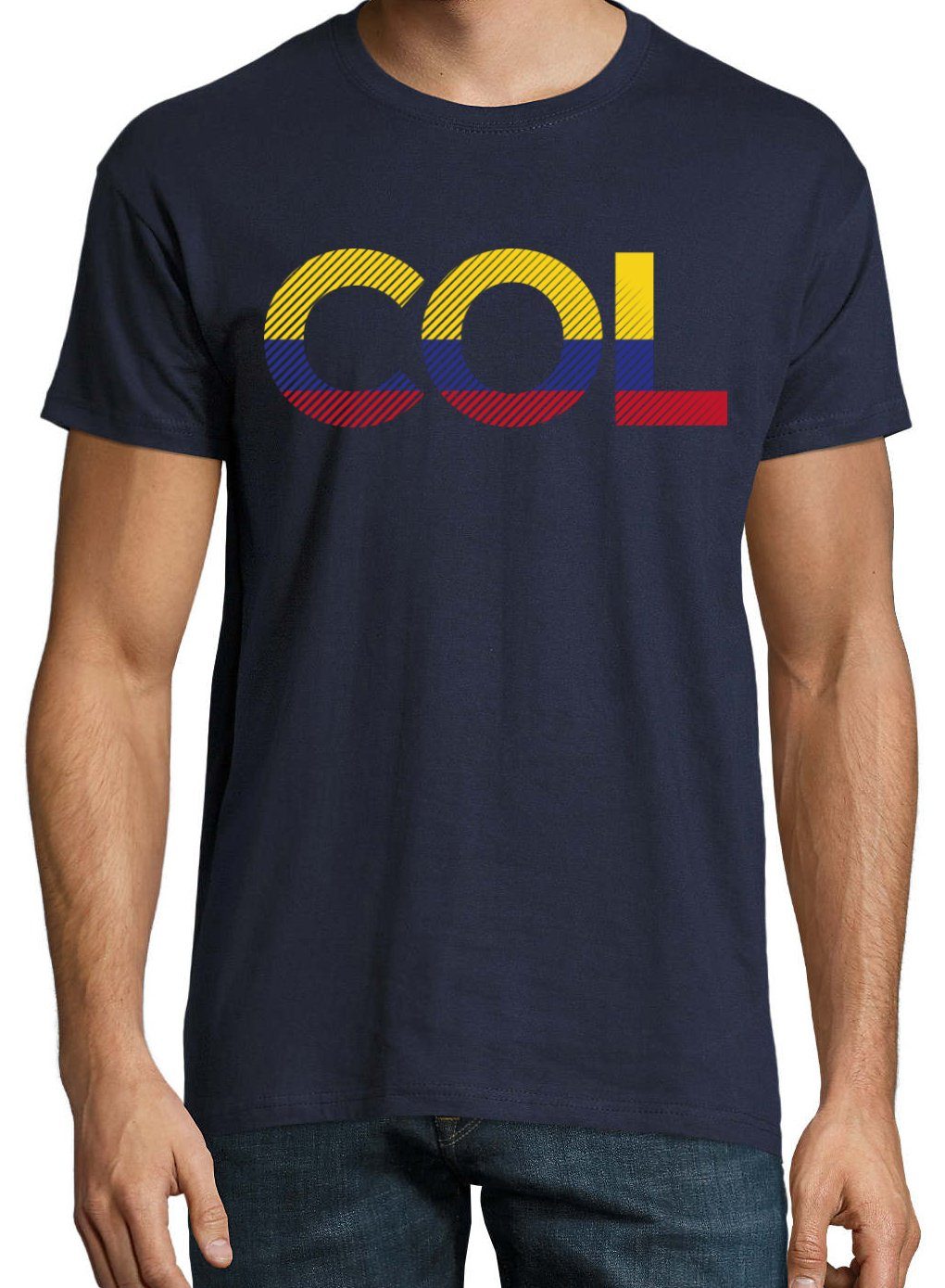 Look Designz Youth mit T-Shirt Navy Fußball COL Frontprint im T-Shirt Kolumbien Herren